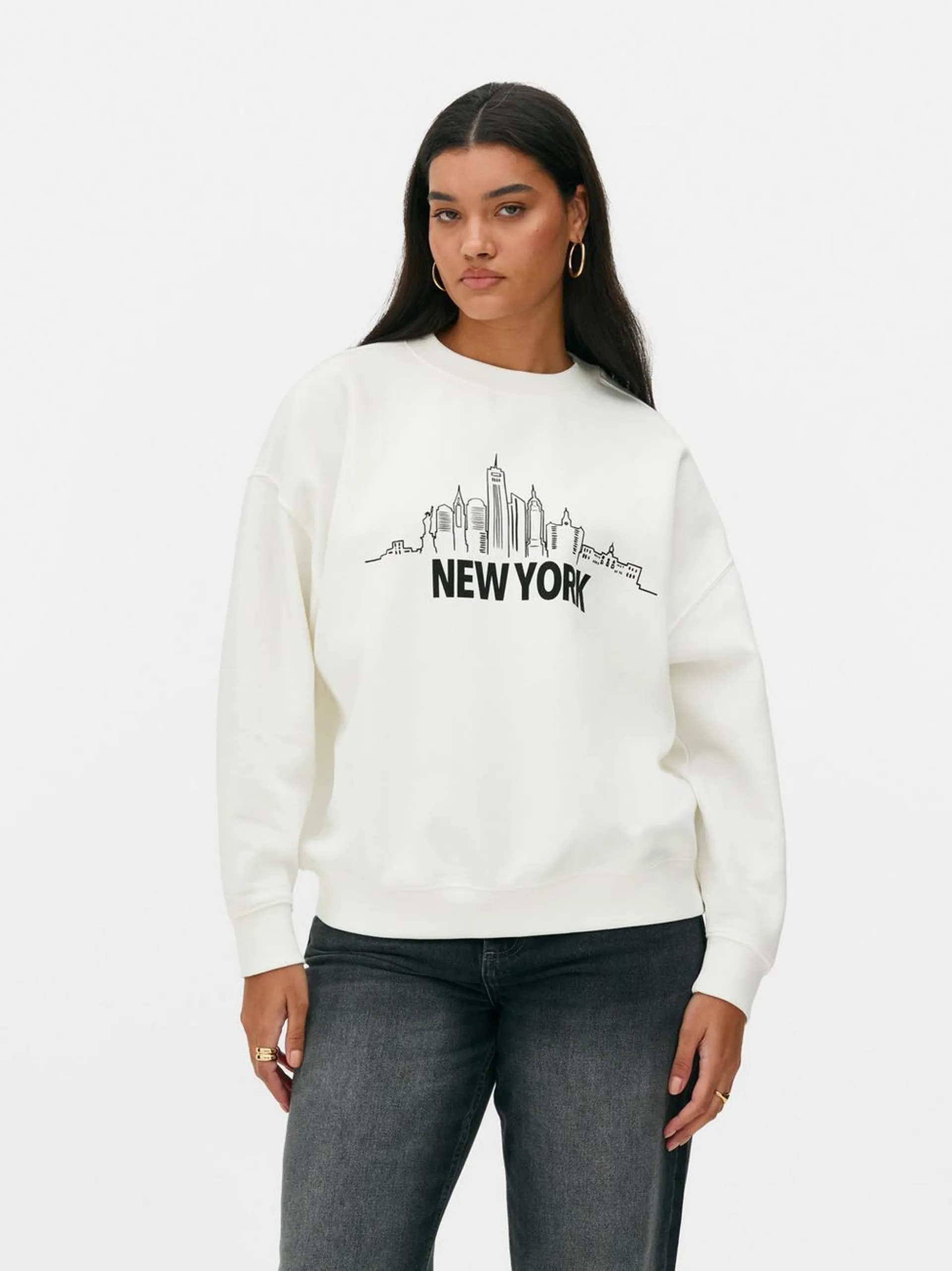 A classic sweatshirt with an NYC graphic