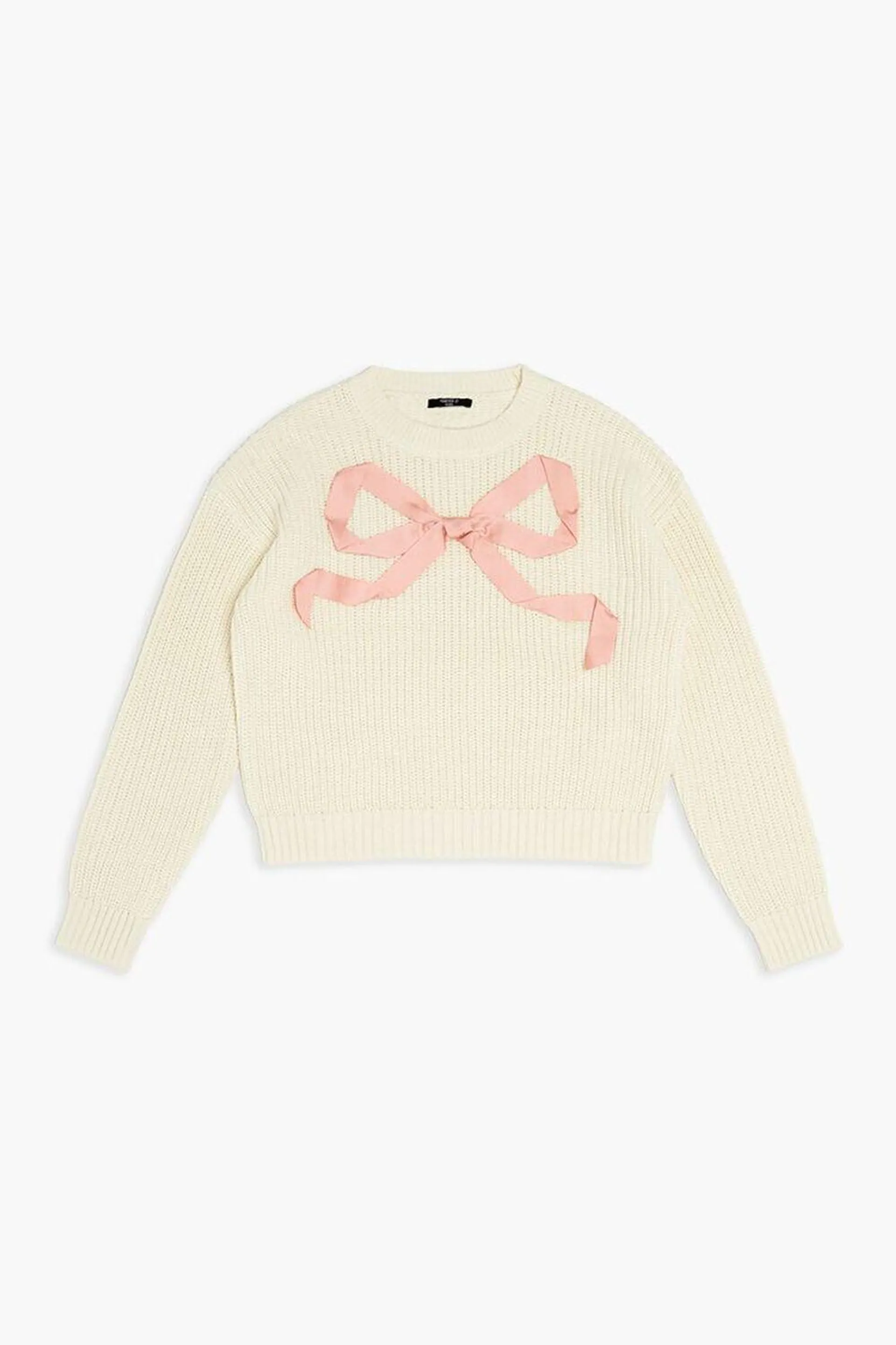 Girls Ribbed Knit Bow Sweater (Kids)