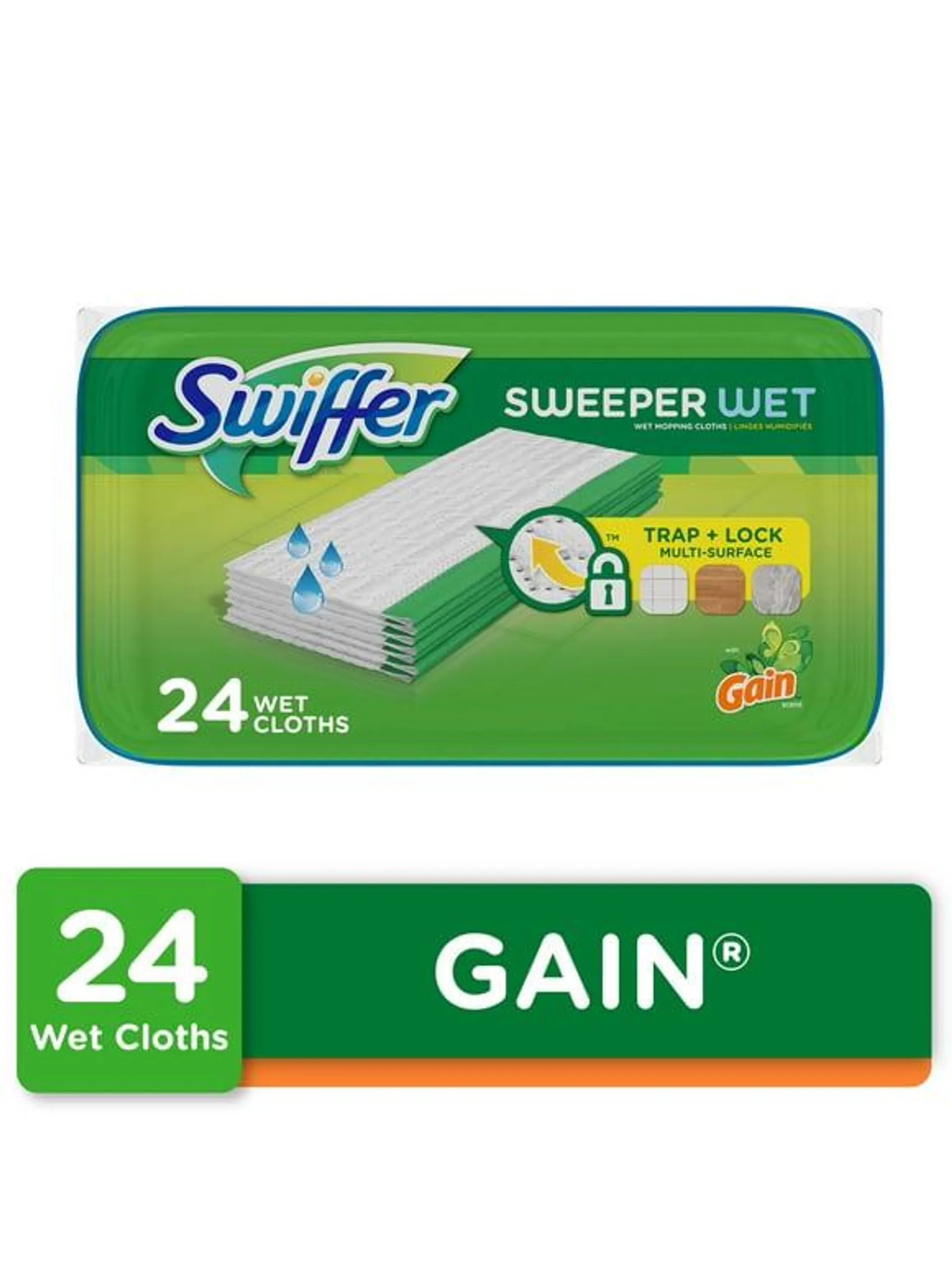 Swiffer Sweeper Wet Mopping Cloths, Gain Original, 24 Count