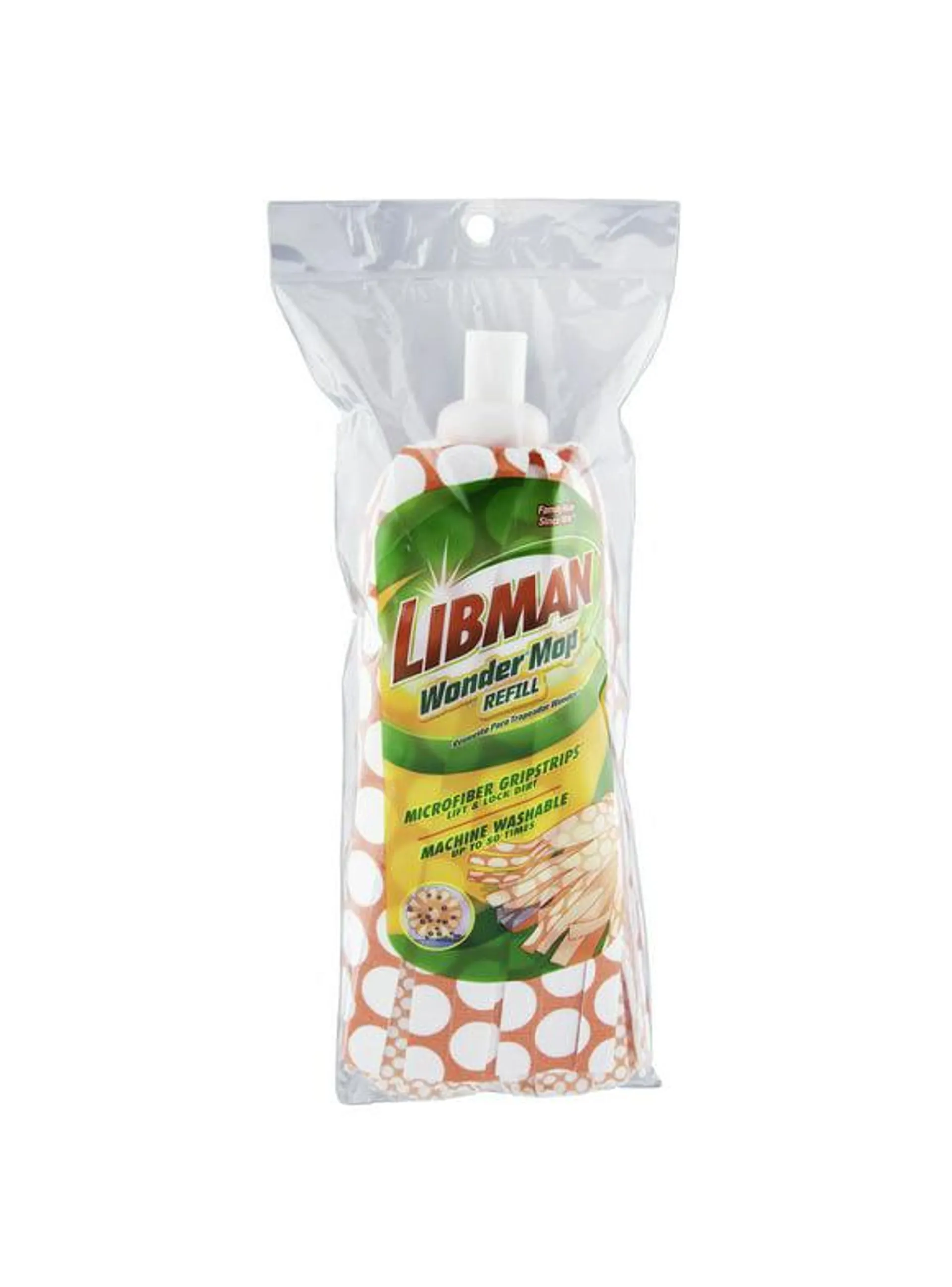 Libman Orange and White Premium Synthetic Wonder Mop Refill Head with Microfiber Grip Strips