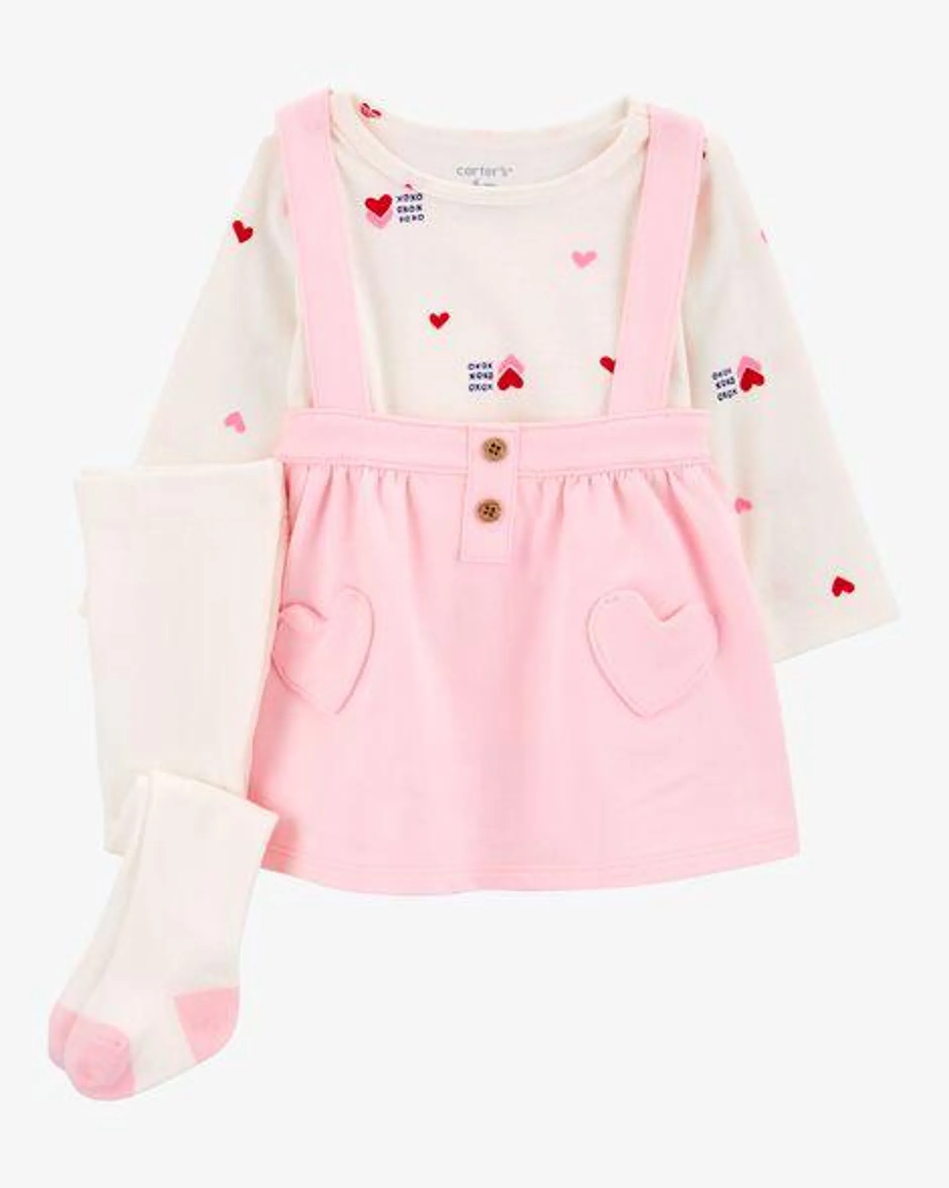 Baby 3-Piece Heart Print Jumper Set