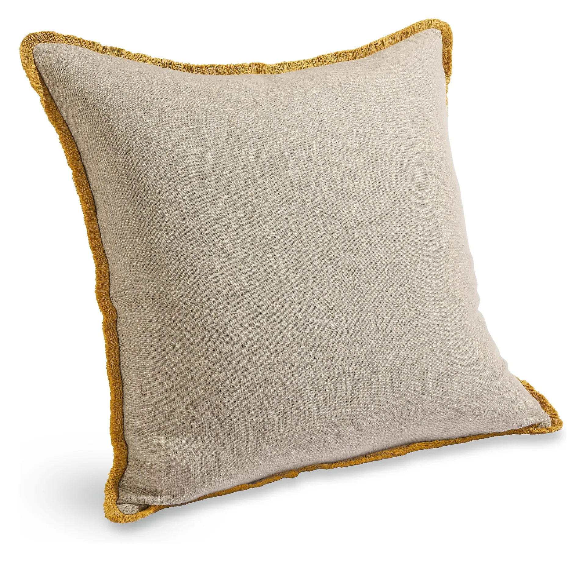 Marling 20w 20h Throw Pillow in Natural with Mustard Fringe