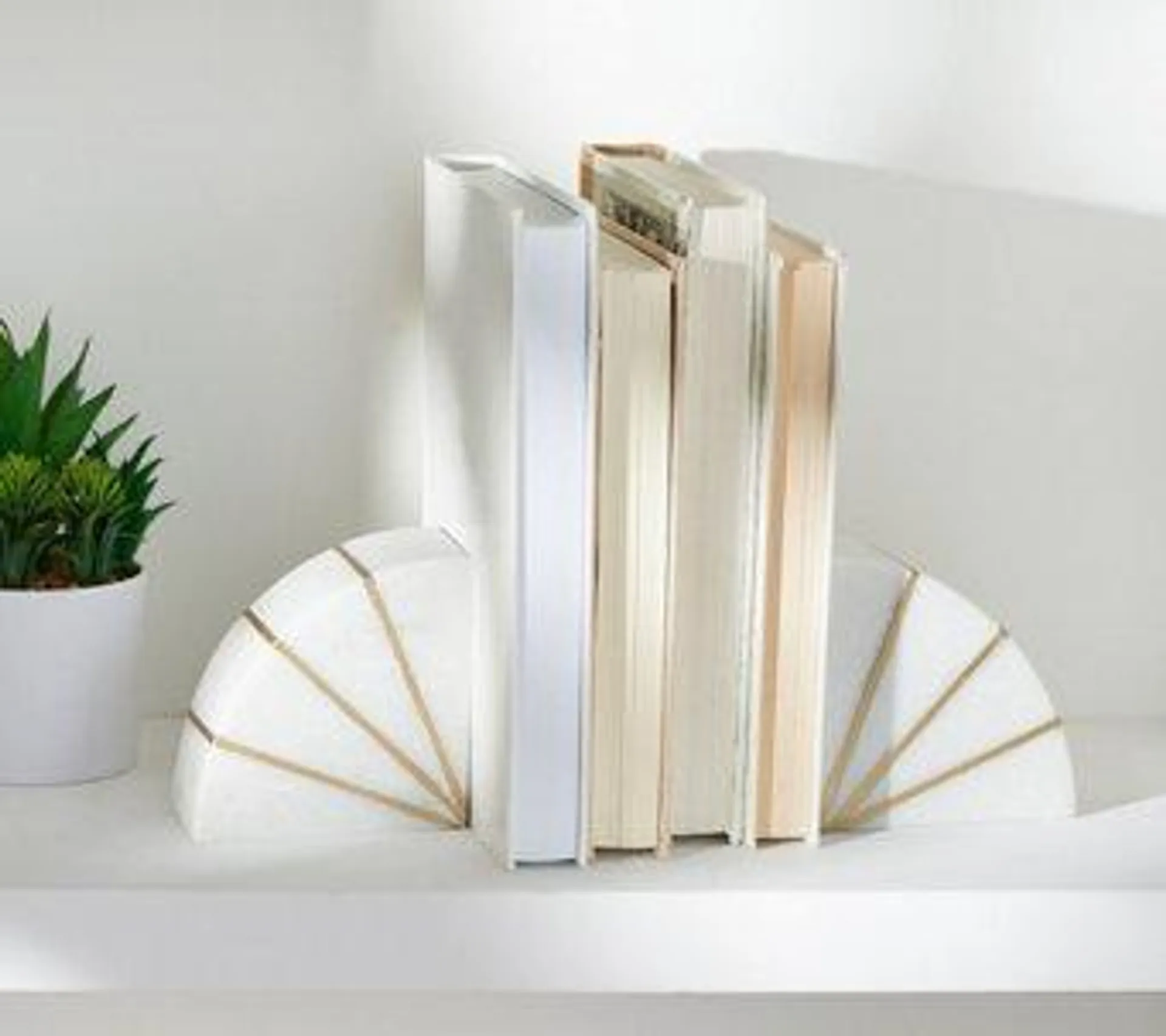 BFF Collection Set of 2 Marble Stone Bookends with Gold Detail