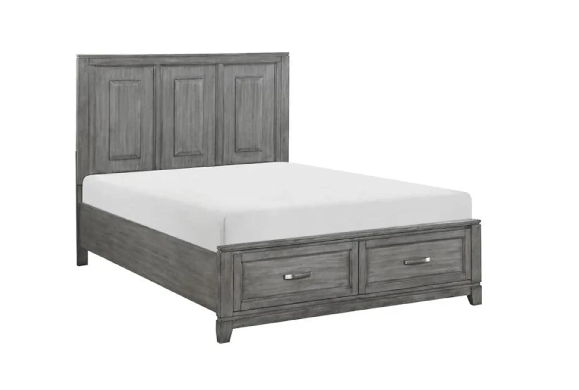 Gunnar Grey Queen Wood Platform Bed with Footboard Storage