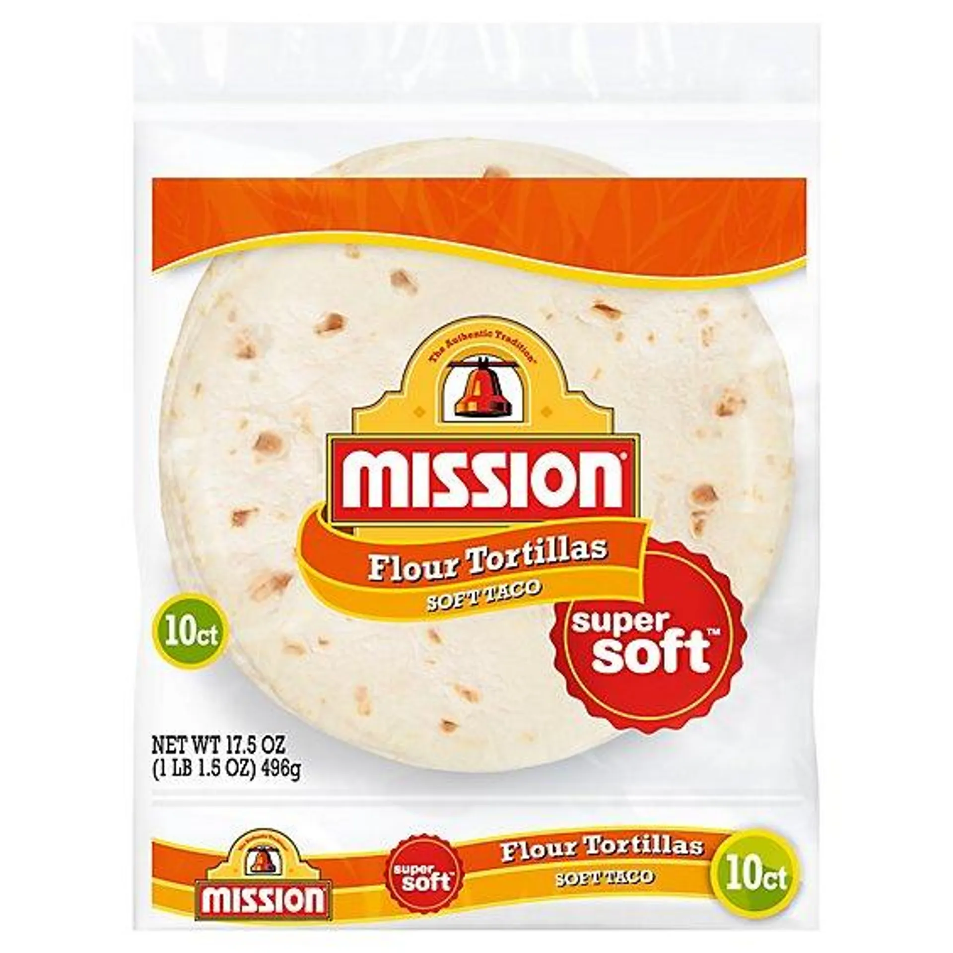 Mission Tortillas Flour Soft Taco Super Soft 10 Count - 17.5 Oz