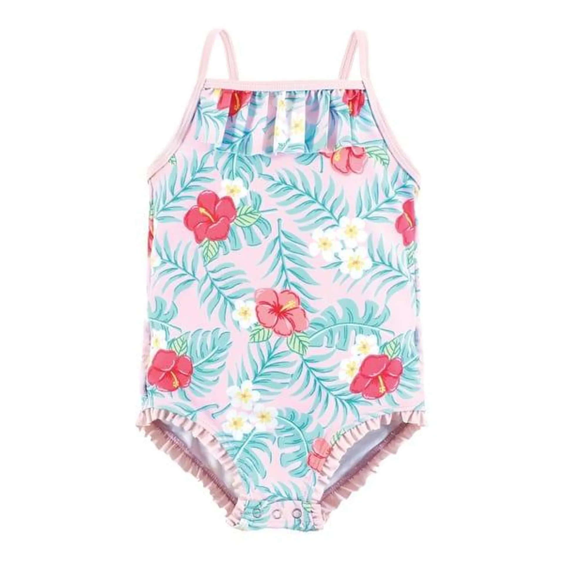 Hudson Baby Girls Baby Swimsuit, Tropical Floral