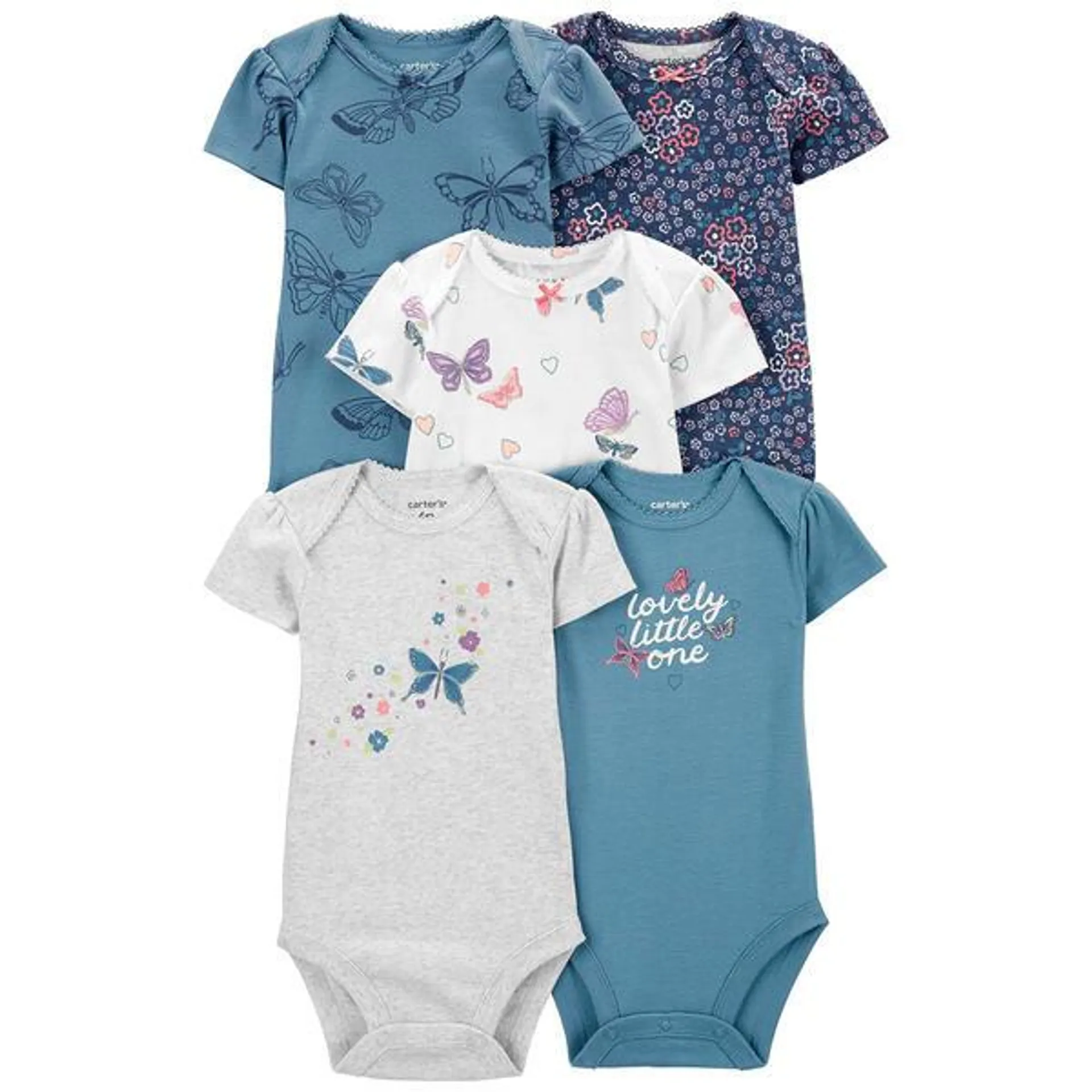 Baby Girl (NB-24M) Carter’s® 5pk. Lovely One/Butterfly Bodysuits