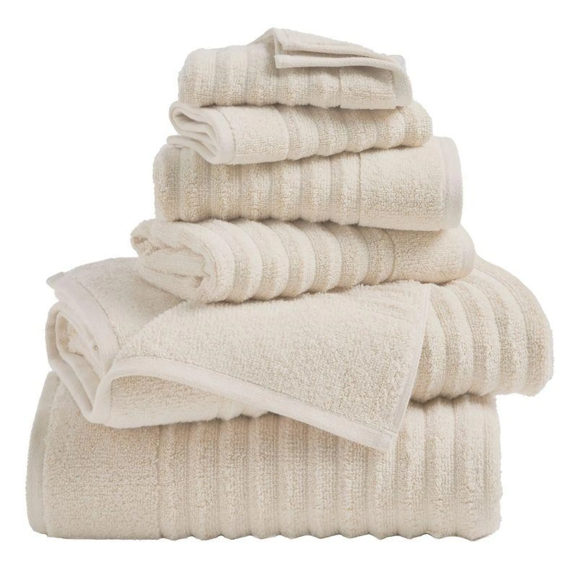 Zero-Twist, 100% Combed Cotton Ribbed Bath Towel Set