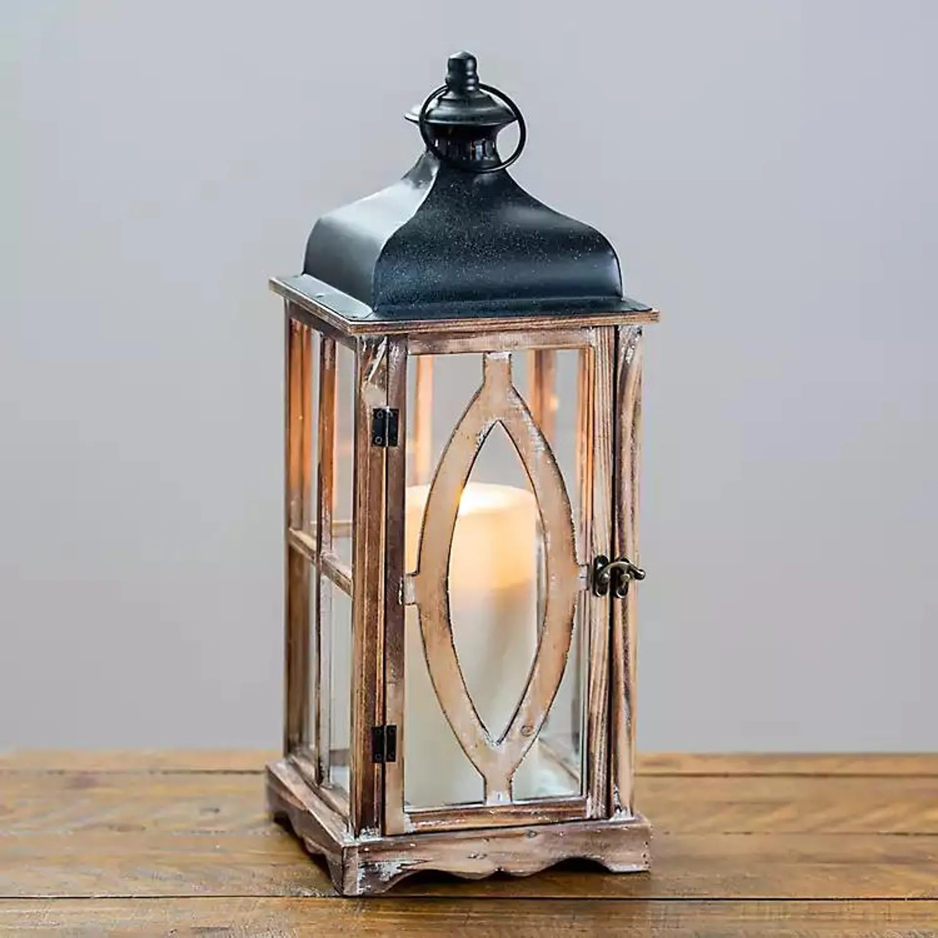 Rustic Wooden Lantern, 20 in.