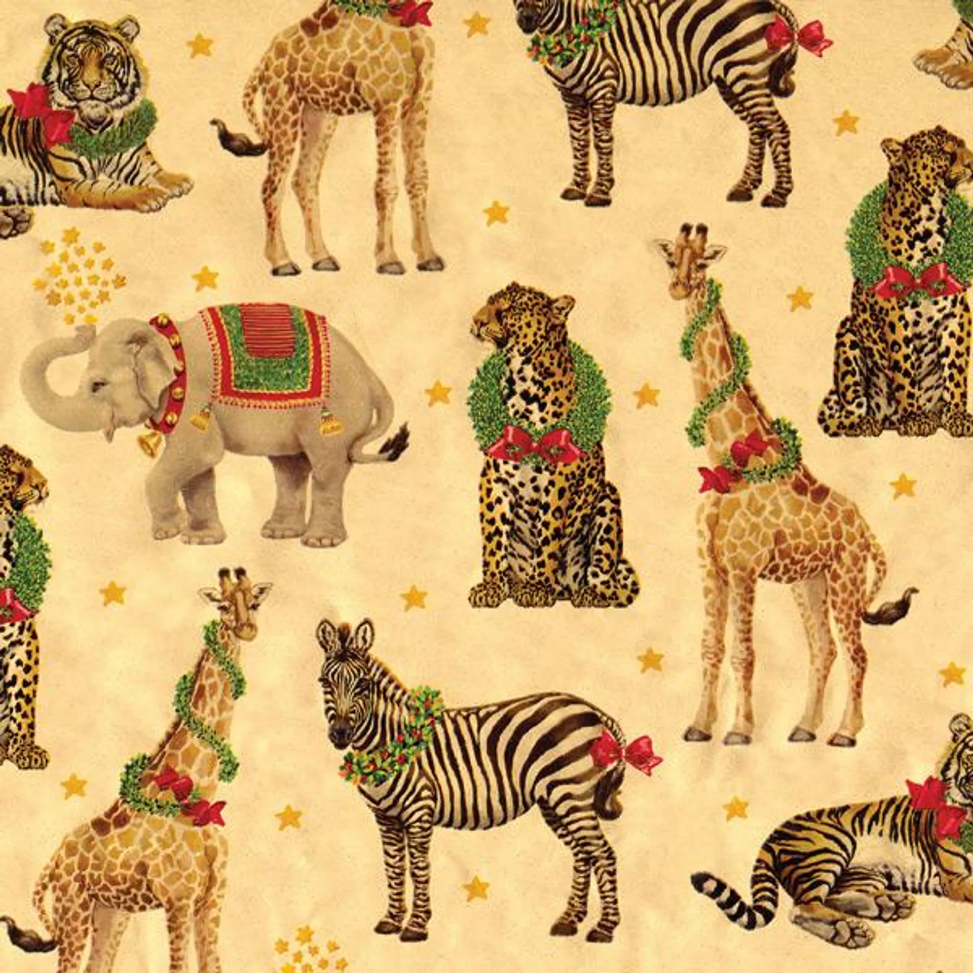 Caspari Wild Holiday Animals Wrapping Paper