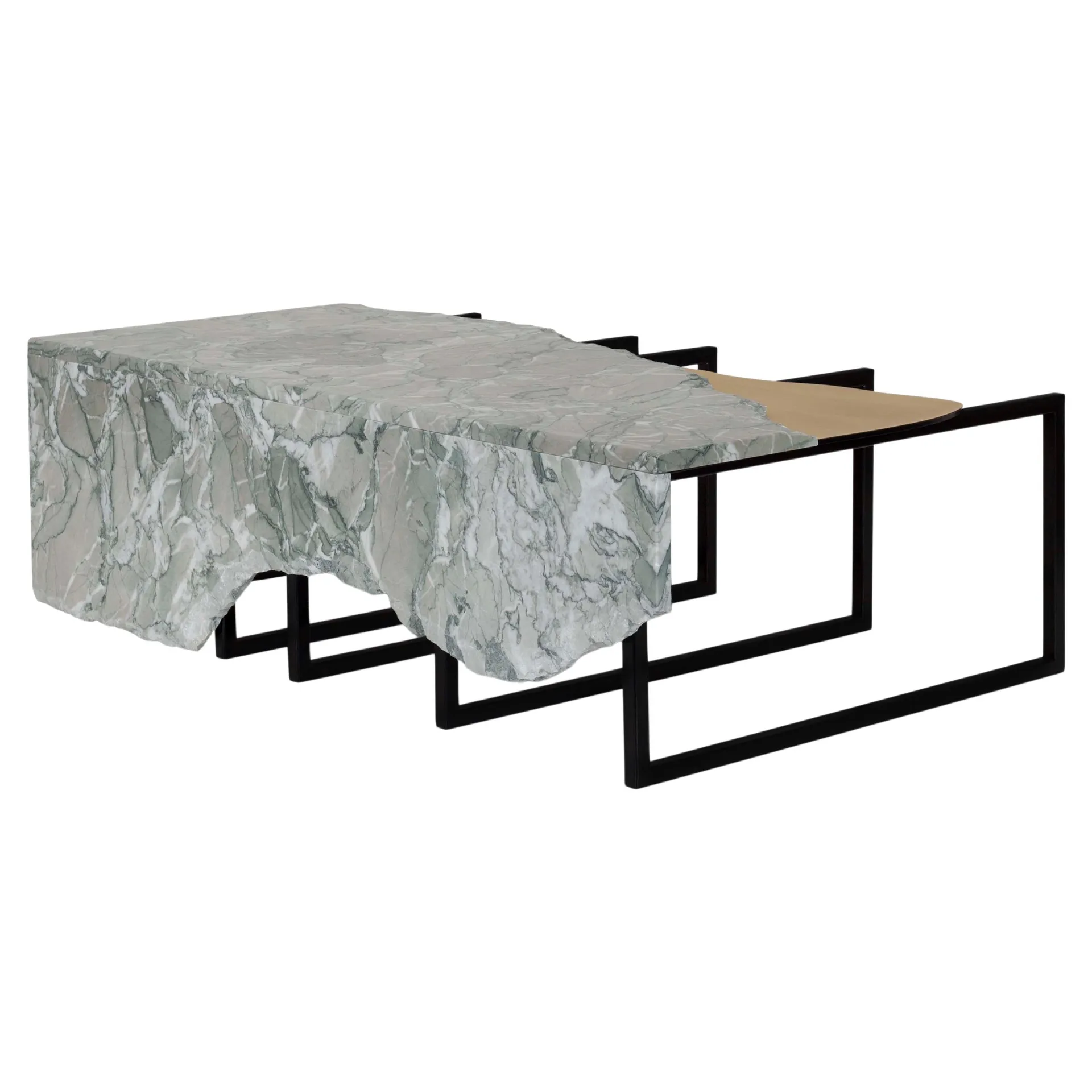 Modern Aire Marble Coffee Table, Brass, Handmade in Portugal by Greenapple