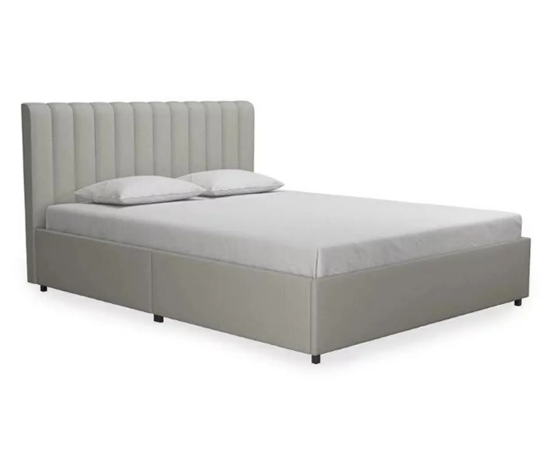 Brittany Gray Upholstered Linen Queen Storage Bed