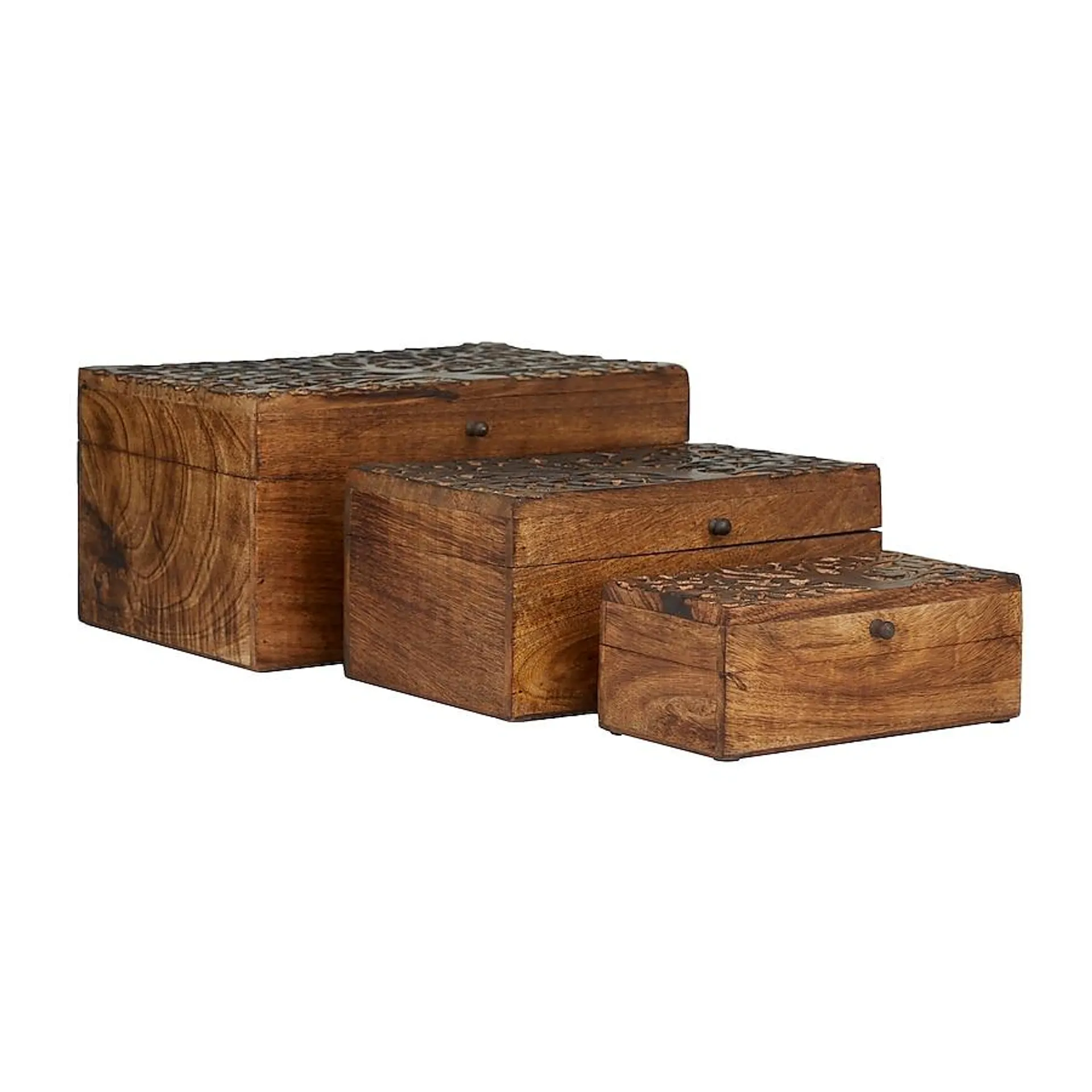 Grayson Lane 3-Pack Brown Wood Rustic Decorative Box