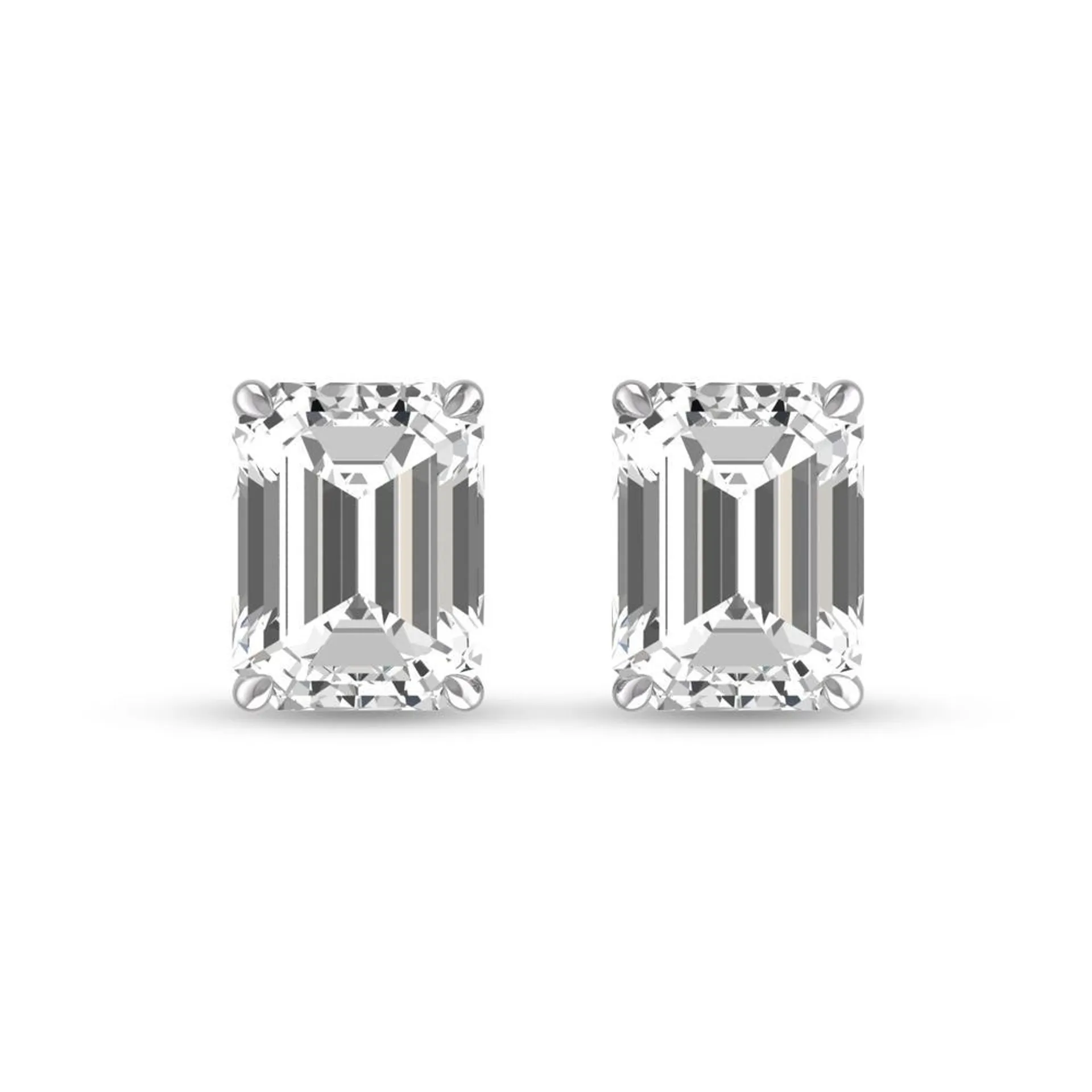 szul.com Lab Grown 1/2 Carat Emerald Cut Solitaire Diamond Earrings in 14K White Gold