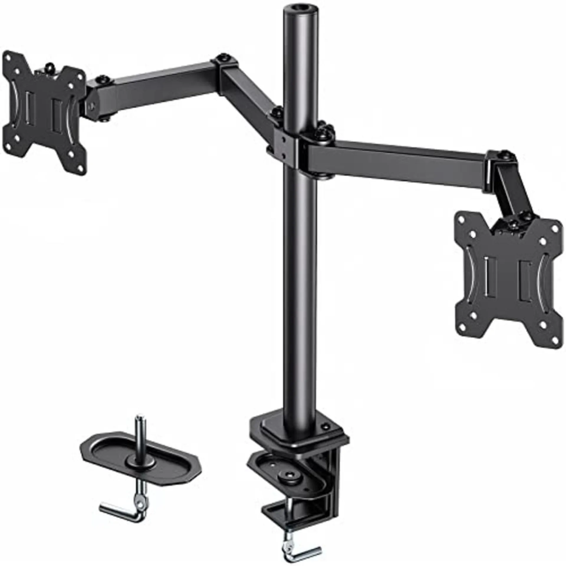 Huanuo Dual Monitor Stand For 13-27 Inch Screens, Heavy Duty Fully Adjustable Monitor Desk Mount, Vesa Mount With C Clamp, Each