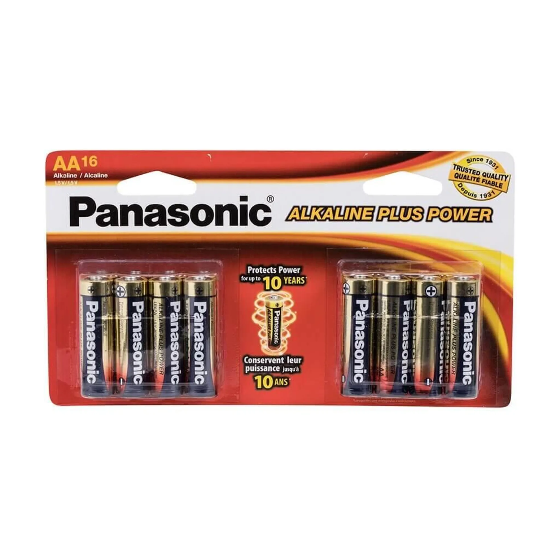 Panasonic AA Alkaline Plus Batteries, 16-Count