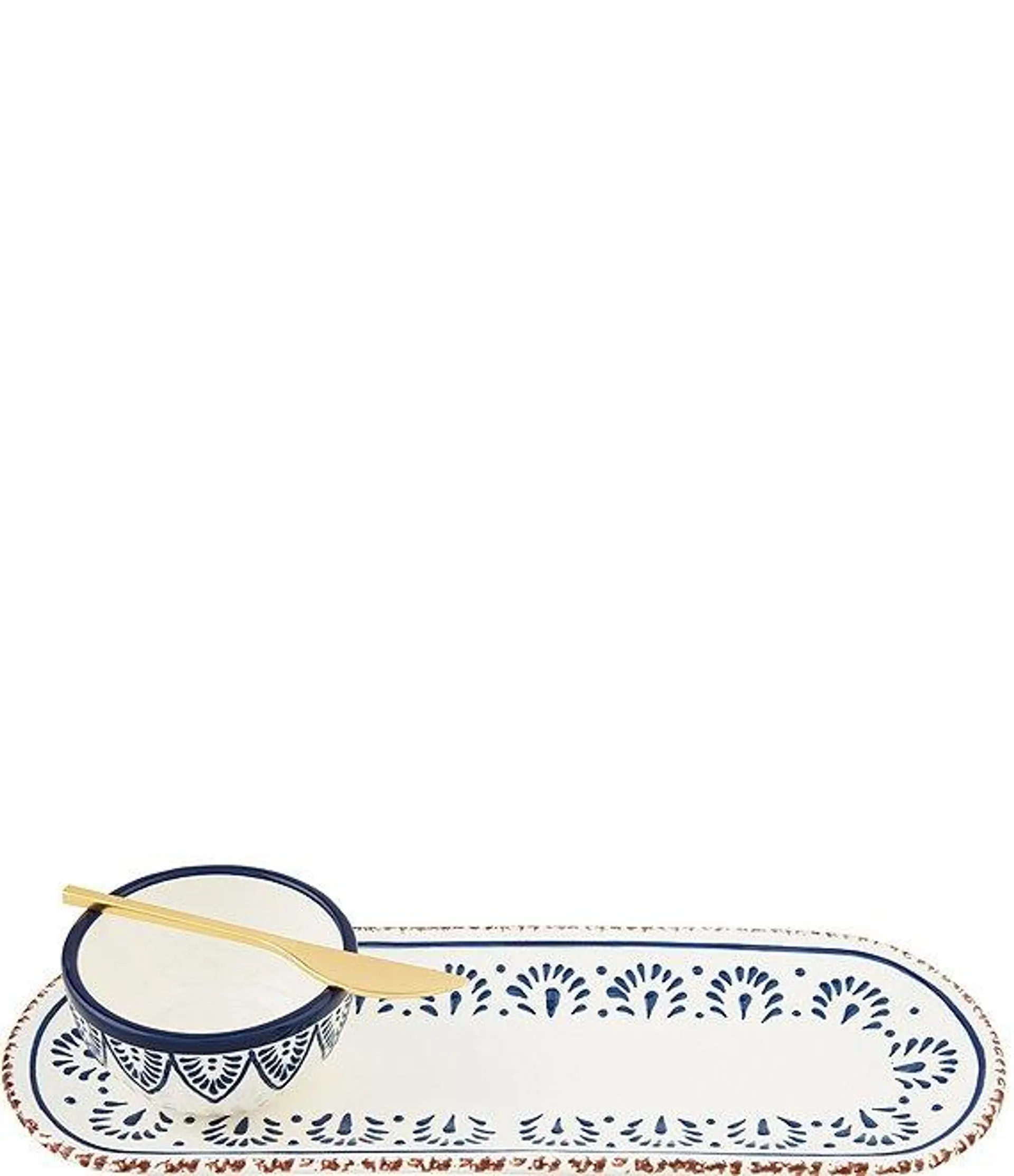 Valencia Blue Floral Tray & Dip Set