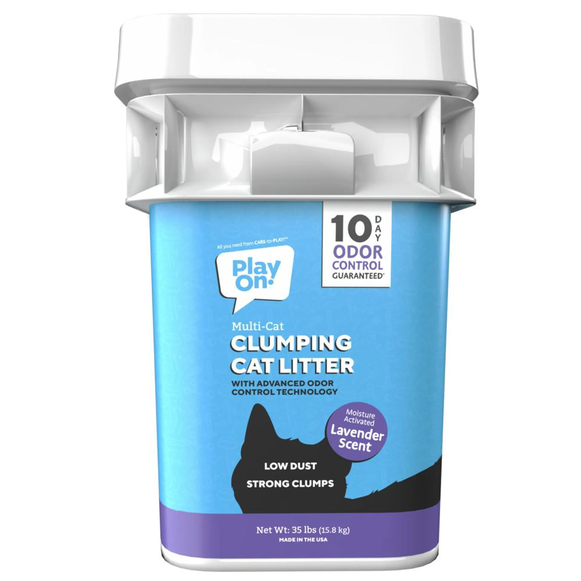 Play On Clay Clumping Cat Litter, Lavender Scent, Pail, 35 Pounds