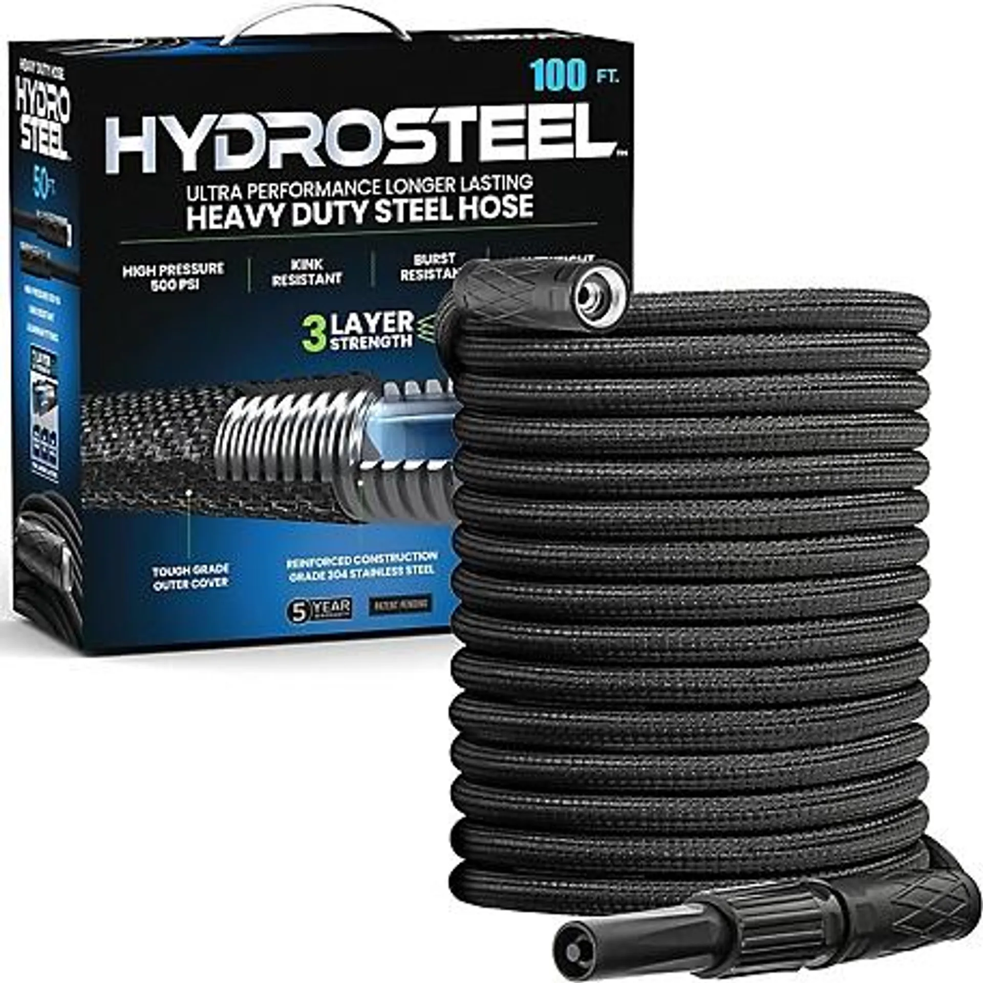 HydroSteel 5/8 in. x 100 ft. Lightweight Kink-Free Aluminum Garden Hose