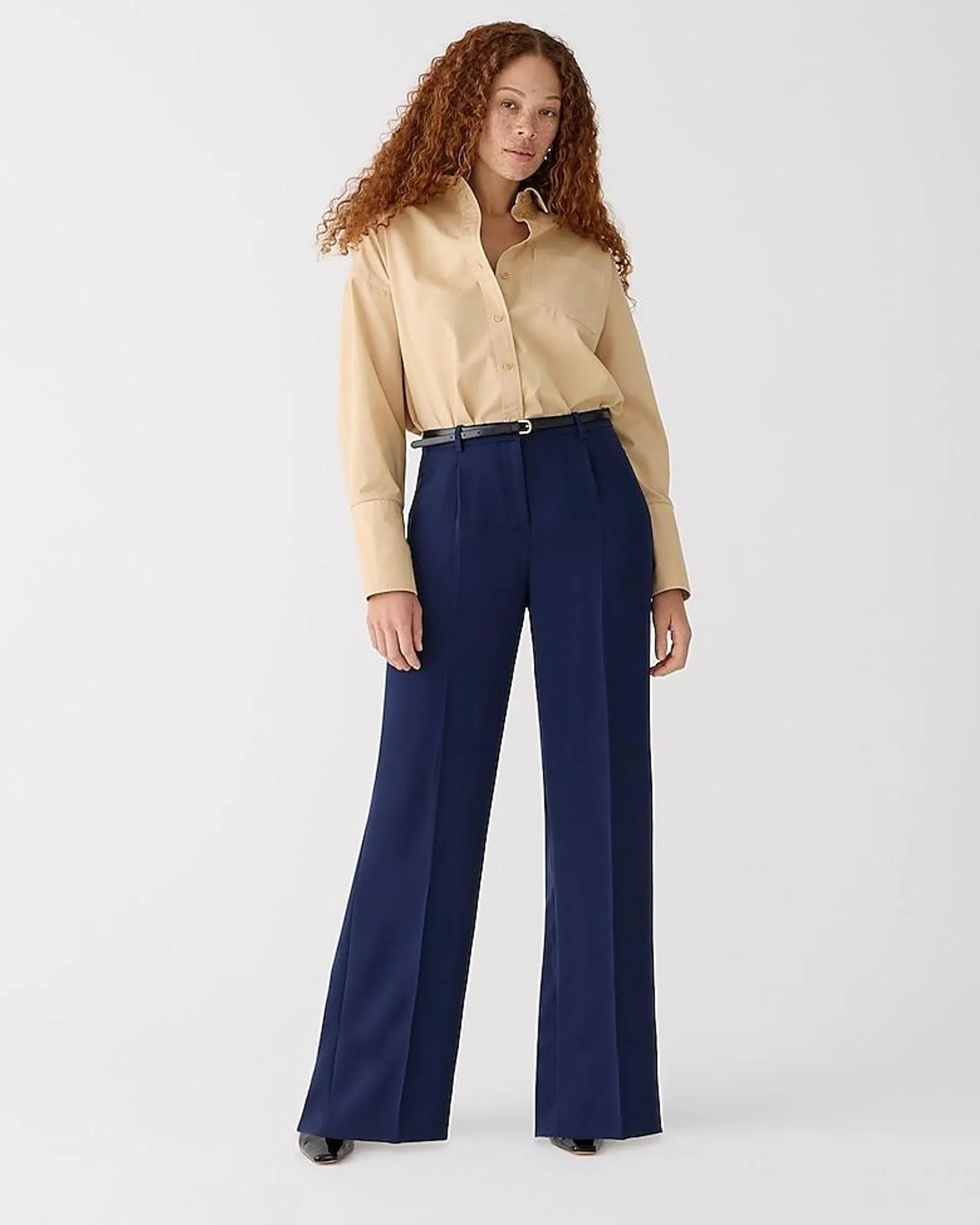 Wide-leg essential pant in city crepe