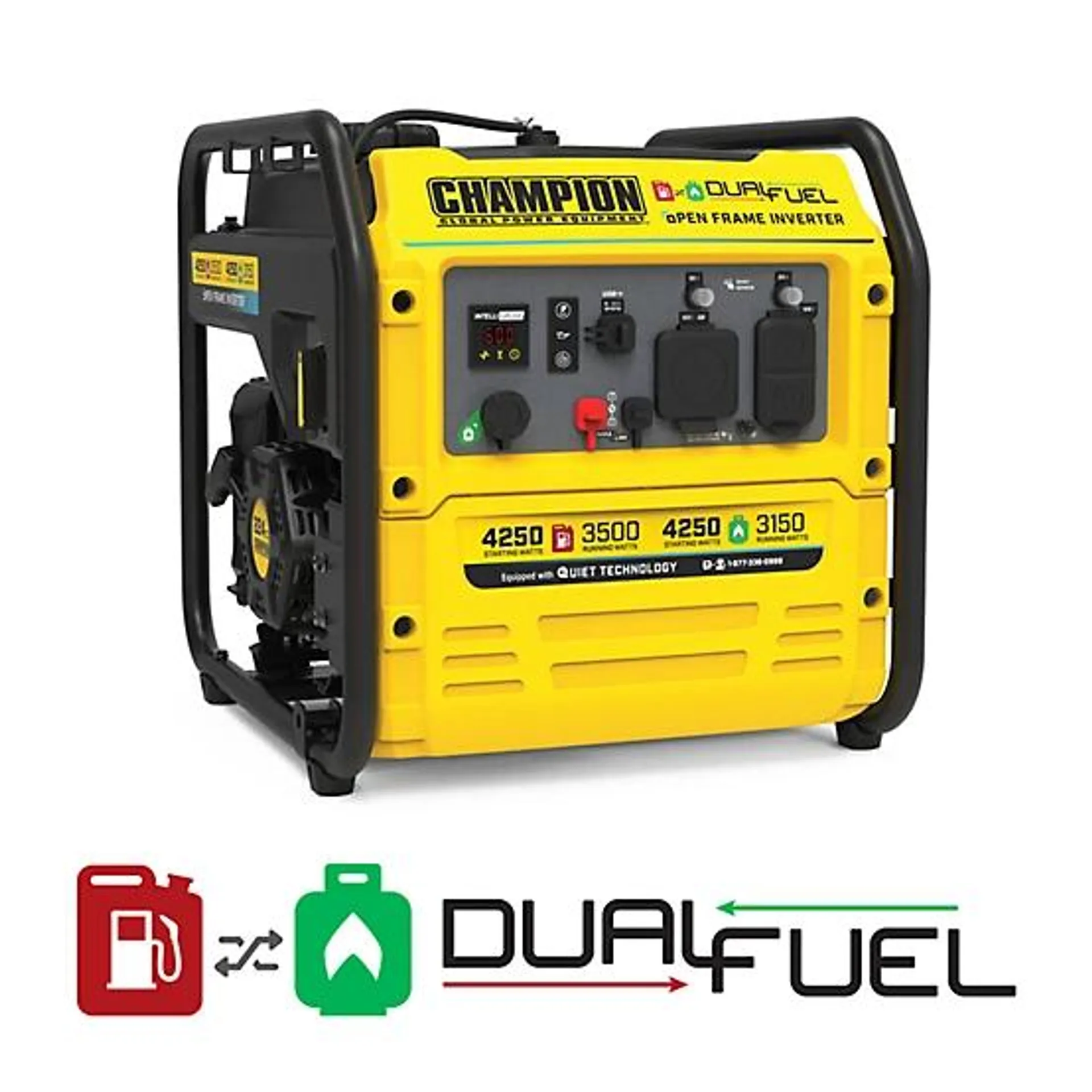 4,200/3,500-Watt Dual-Fuel Portable Open Frame Inverter Generator, RV-Ready, Quiet Technology