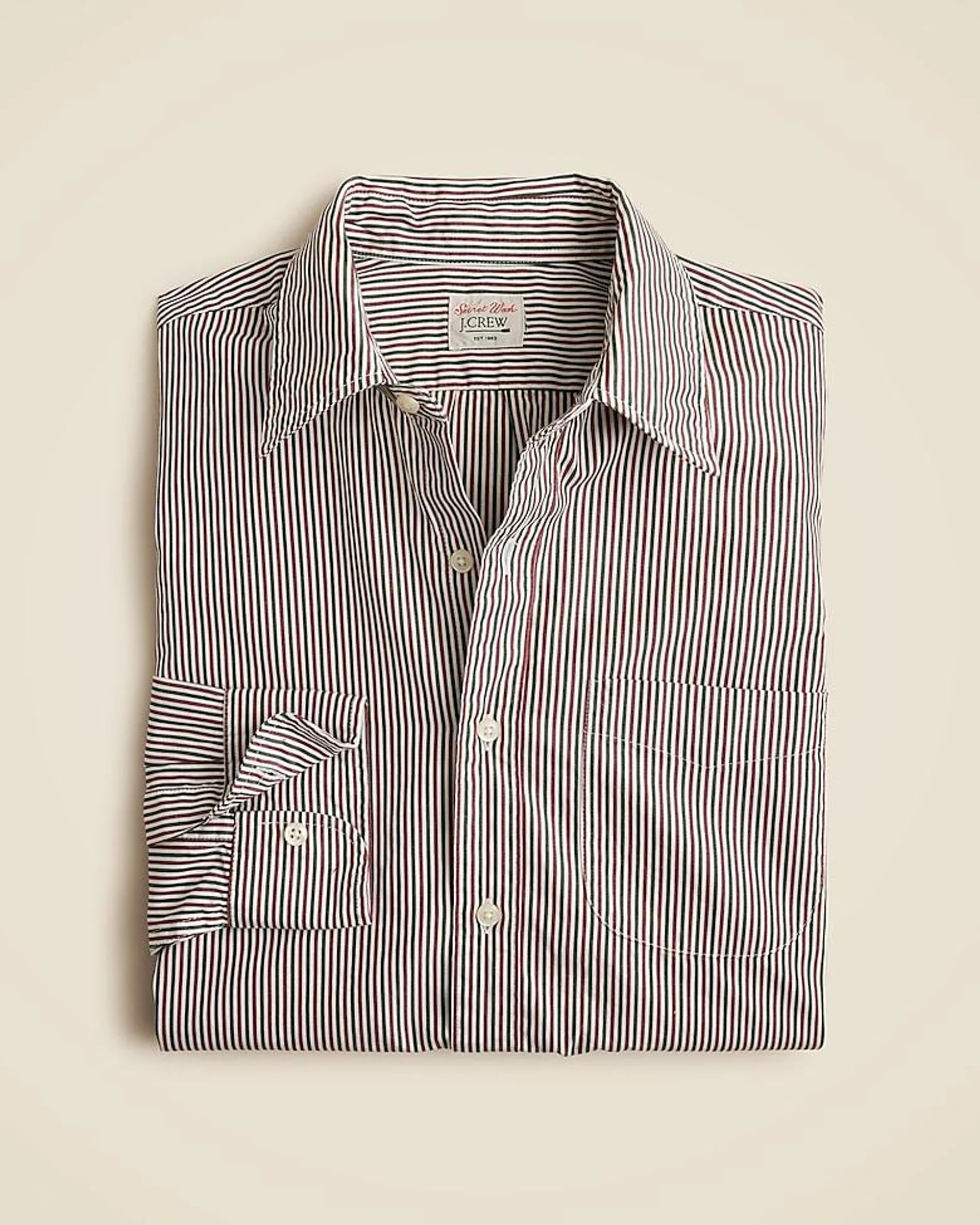 Secret Wash cotton poplin shirt with point collar