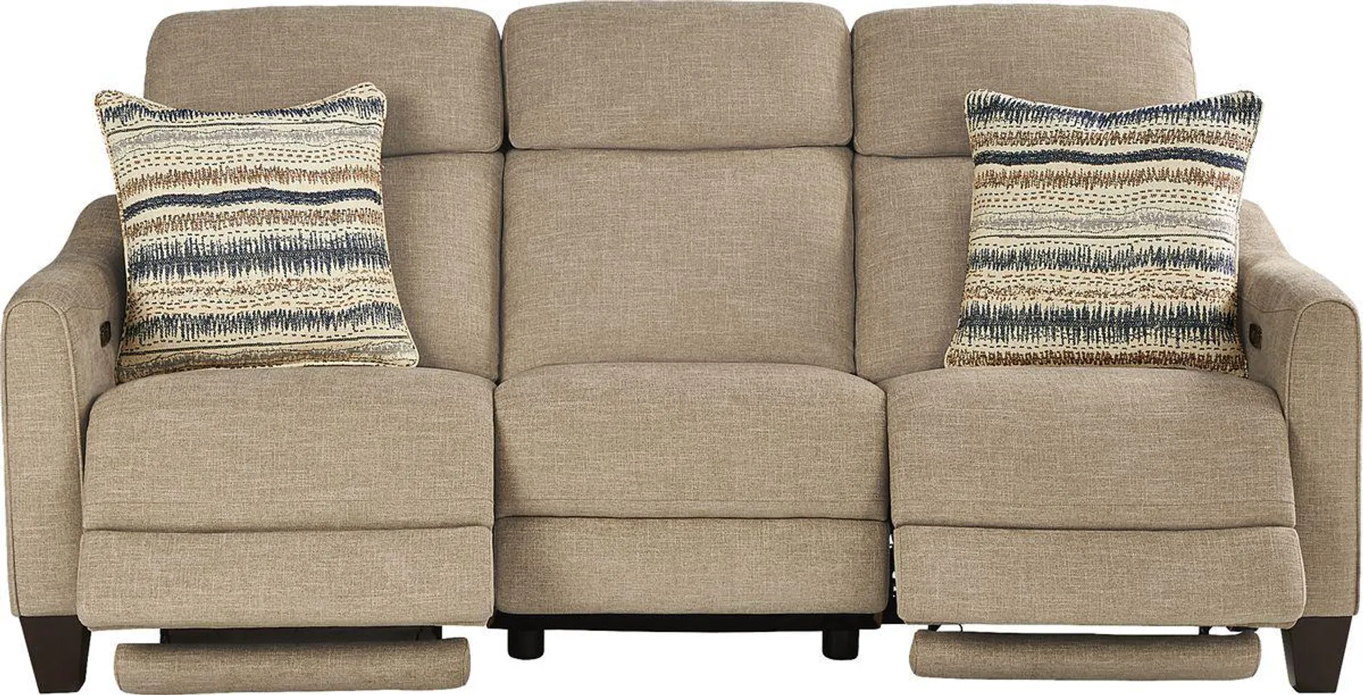 Stonecrest Camel Brown Chenille Fabric Dual Power Reclining Sofa