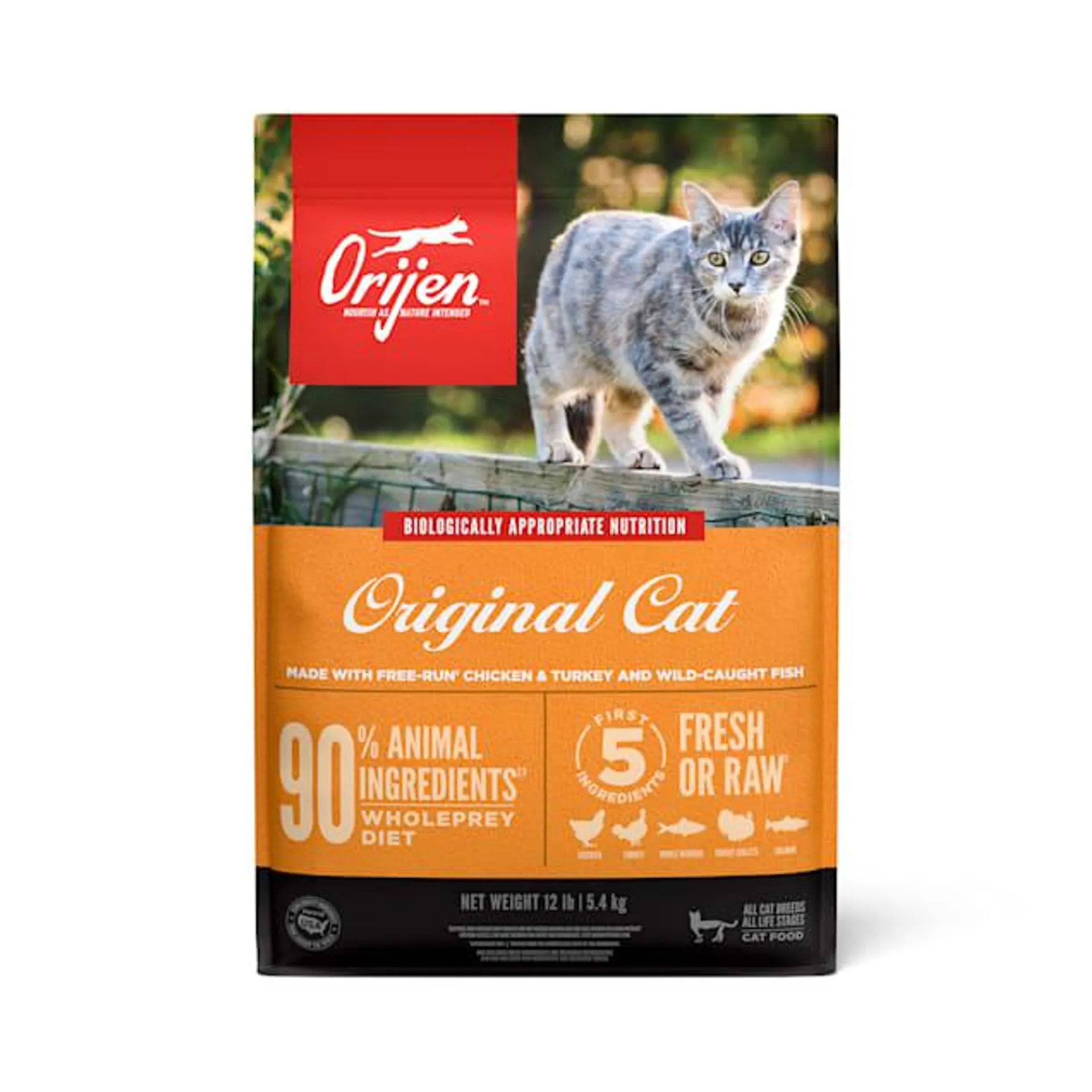ORIJEN Cat High Protein Fresh & Raw Animal Ingredients Dry Food, 12 lbs.