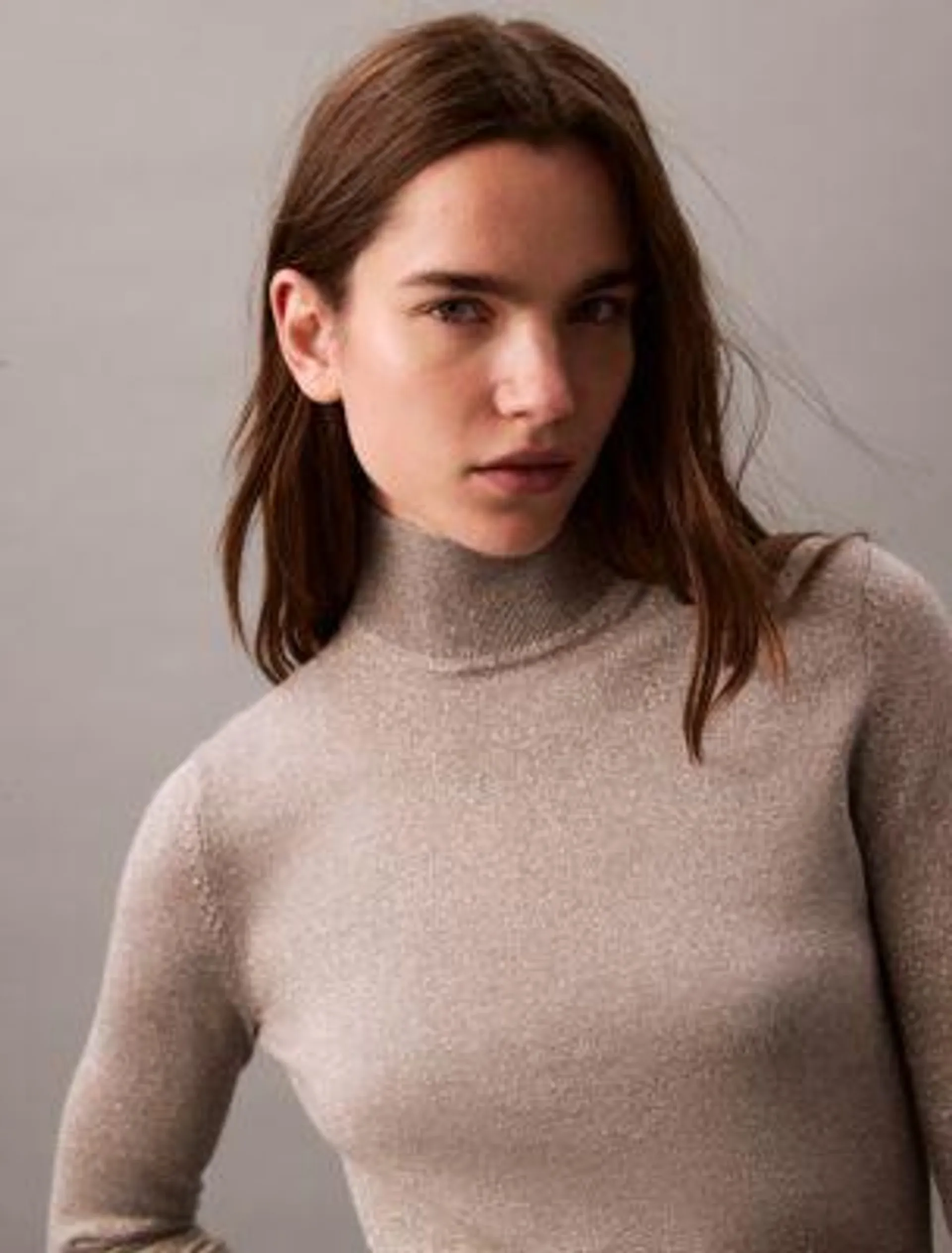 Merino Wool Blend Turtleneck Sweater