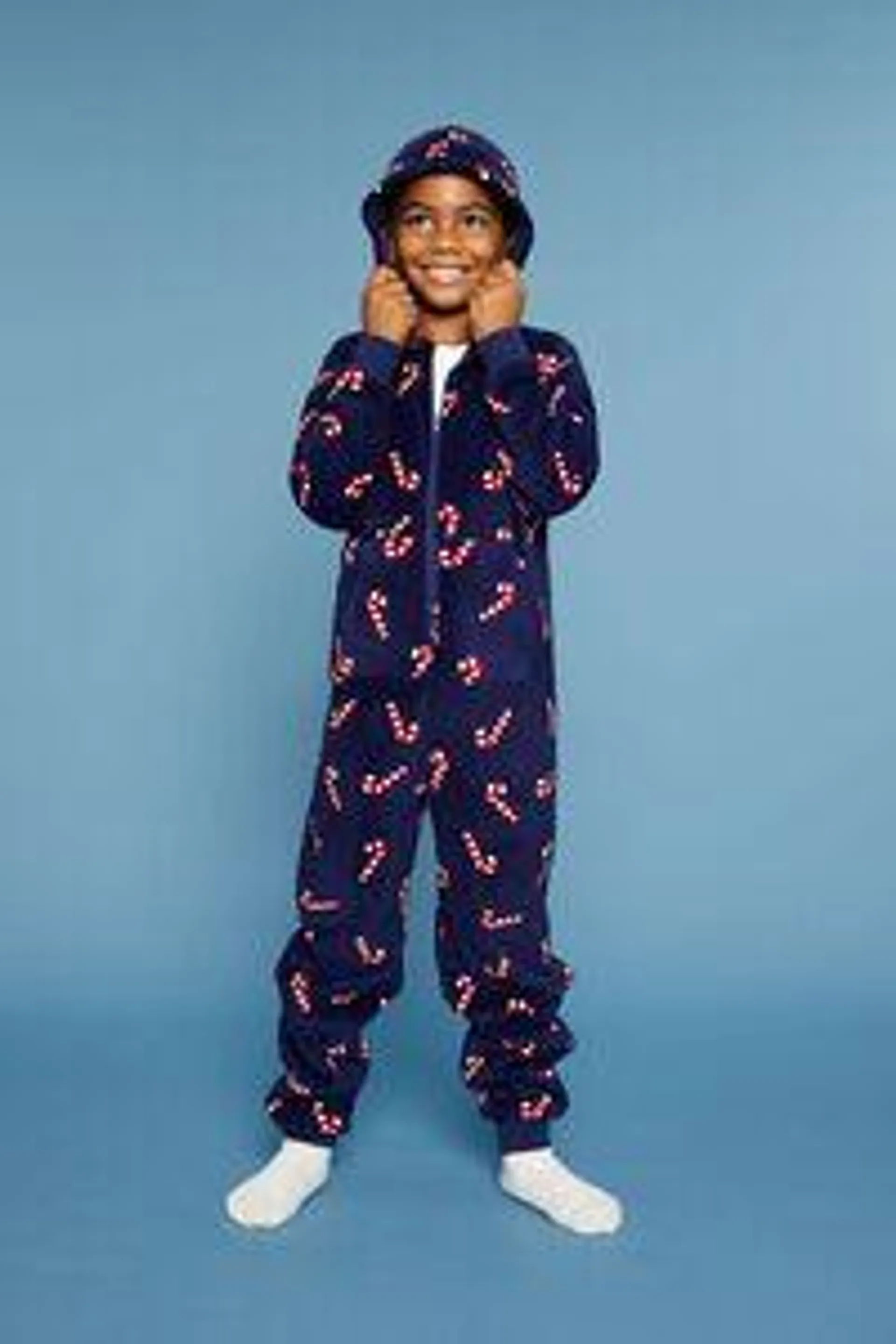 Girls Candy Cane Pajama Jumpsuit (Kids)