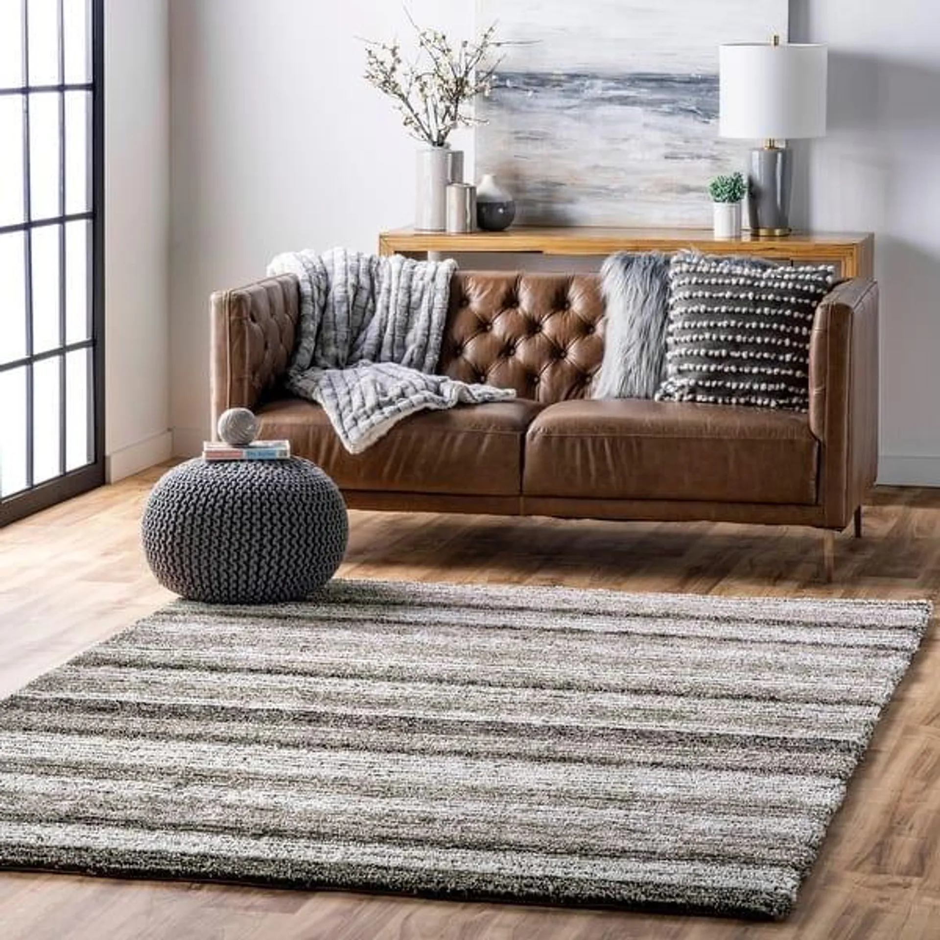 Brooklyn Rug Co Drey Striped Shag Area Rug