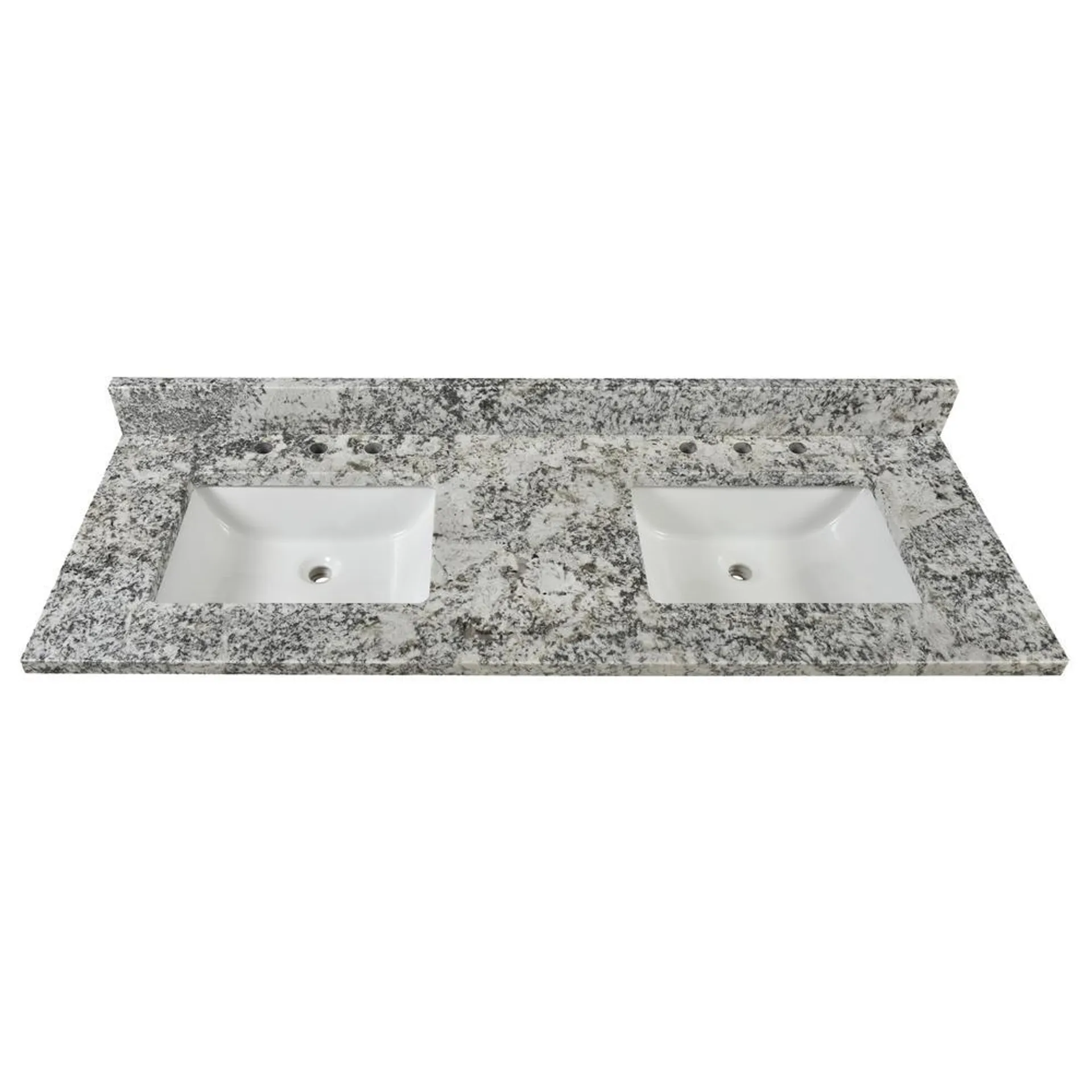 Tuscany® 61"W x 22"D Alaska White Granite Vanity Top with Rectangular Undermount Bowls