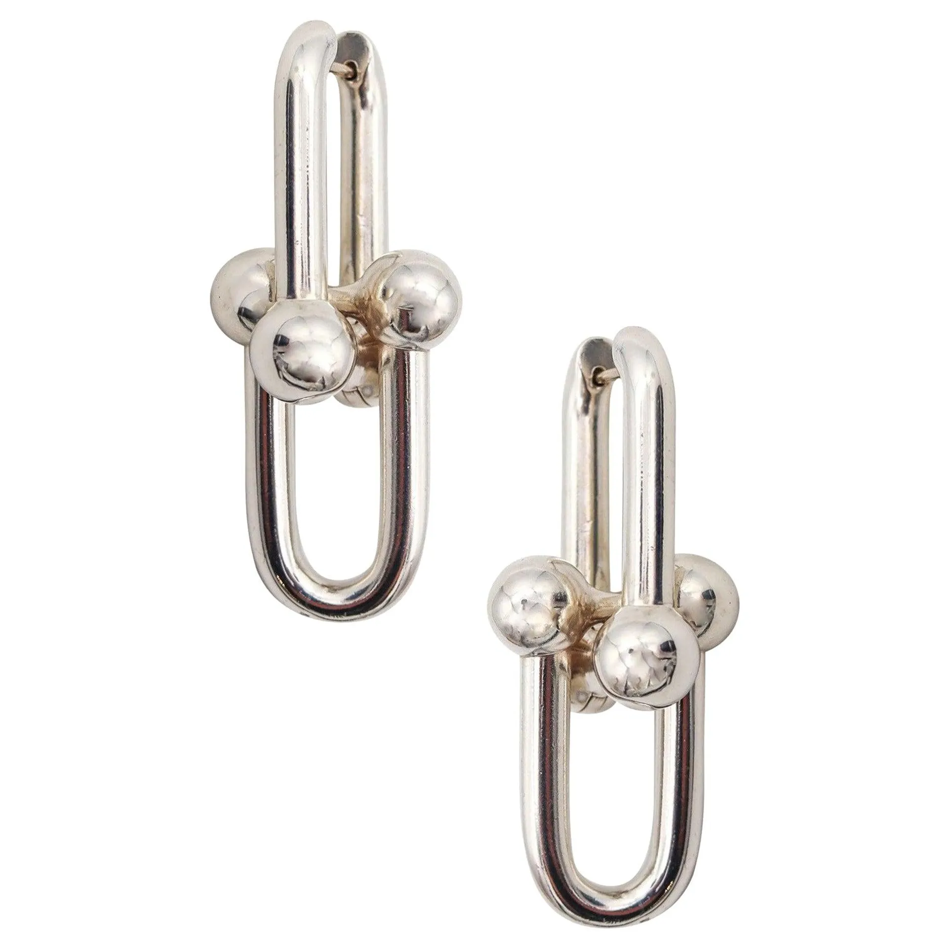 TIFFANY & CO. Modern Hardware Dangle Drop Earrings In .925 Sterling Silver