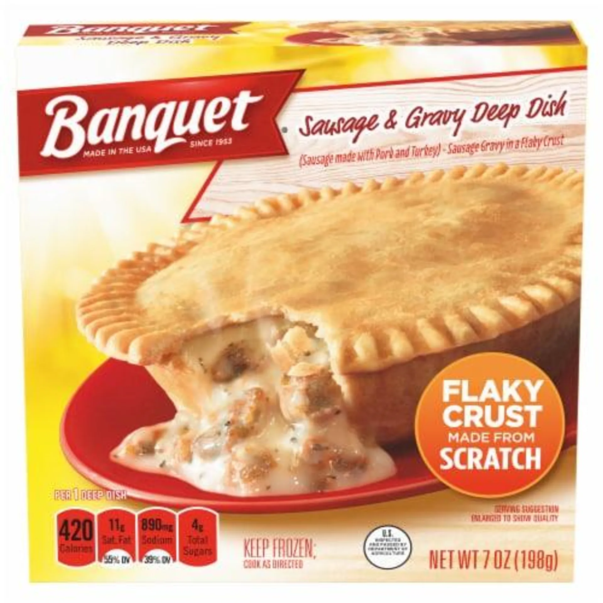 Banquet Sausage And Gravy Deep Dish Pot Pie Frozen Meal