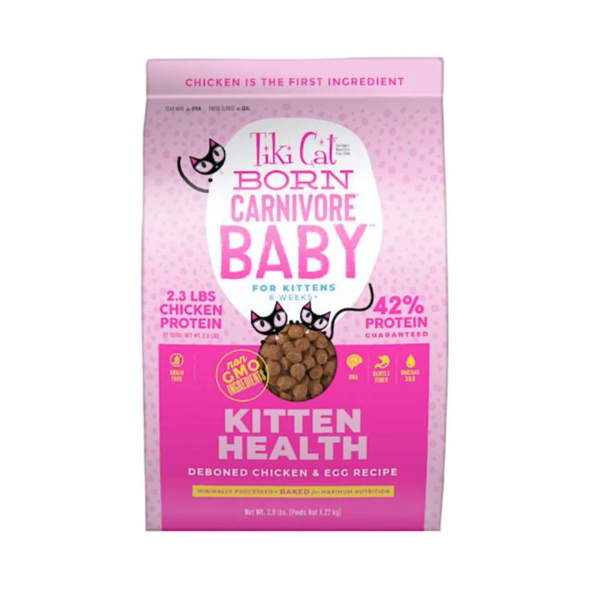 Tiki Cat Born Carnivore Chicken & Egg Kitten Dry Food, 2.8 lbs.