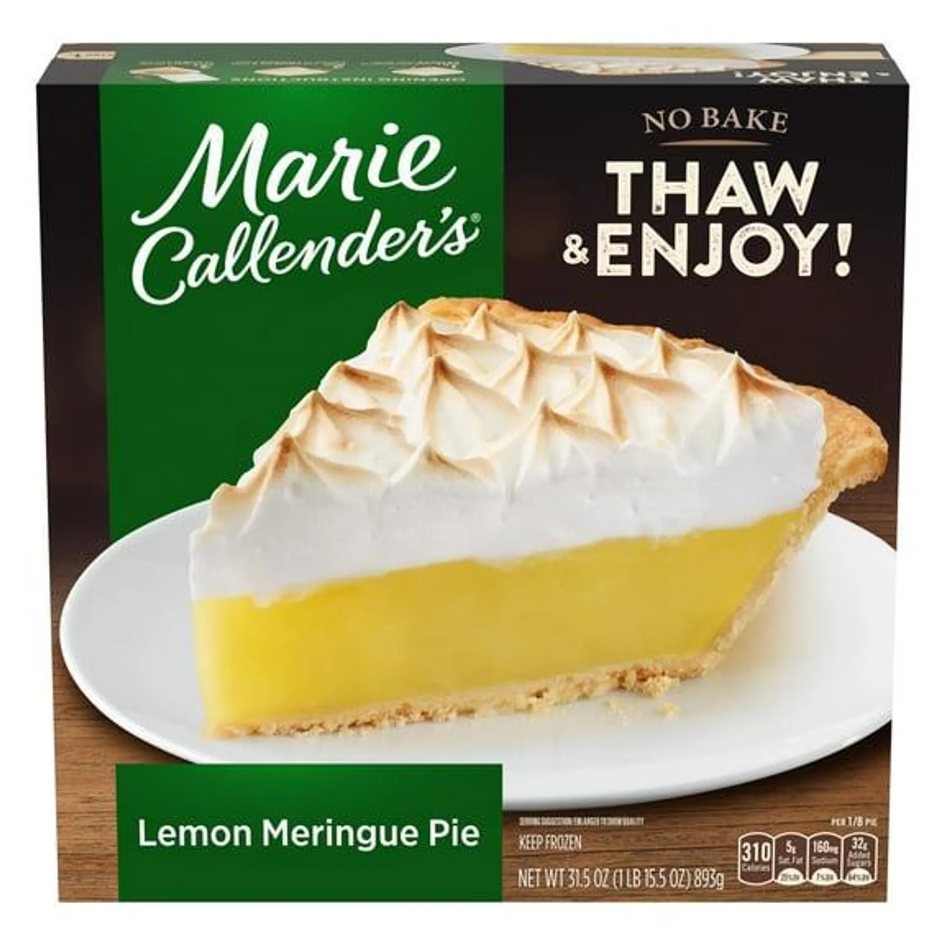 Marie Callender's Lemon Meringue Pie, Frozen Dessert, 31.5 oz (Frozen)