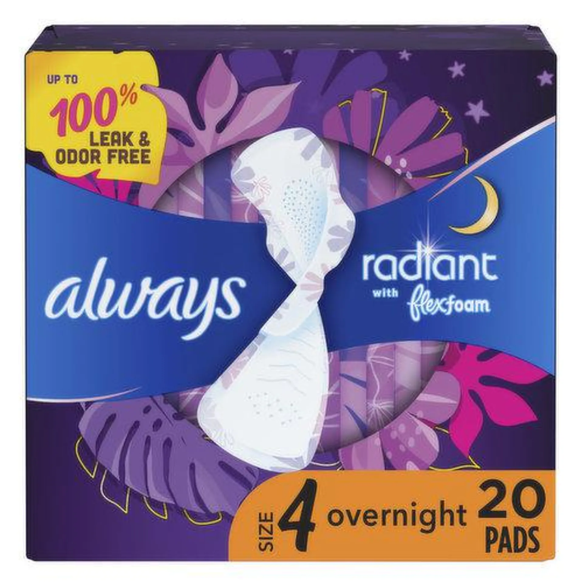 Always Radiant Always Radiant Overnight Pads, Size 4, 20 CT, 20 Each