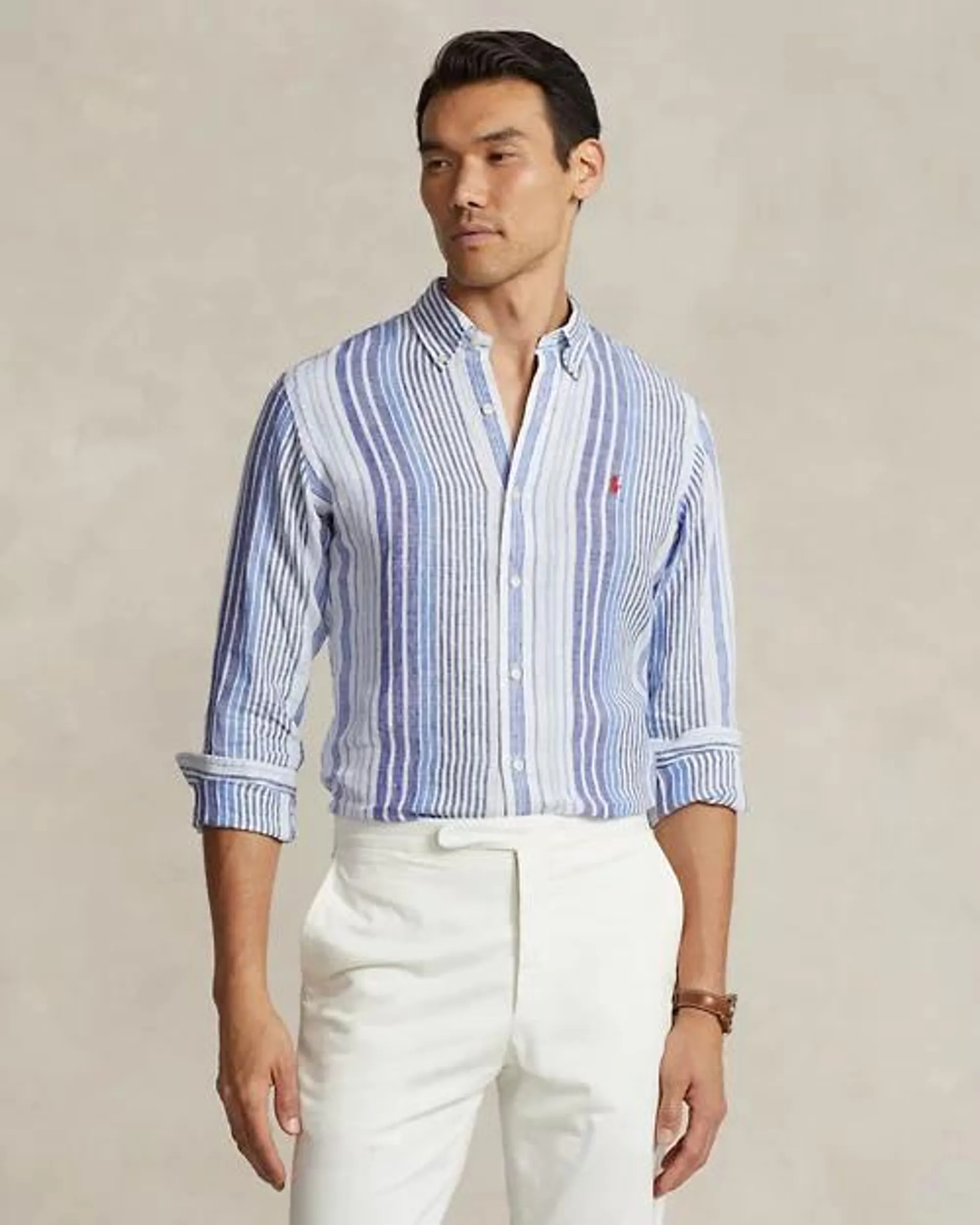 Classic Fit Striped Linen Shirt