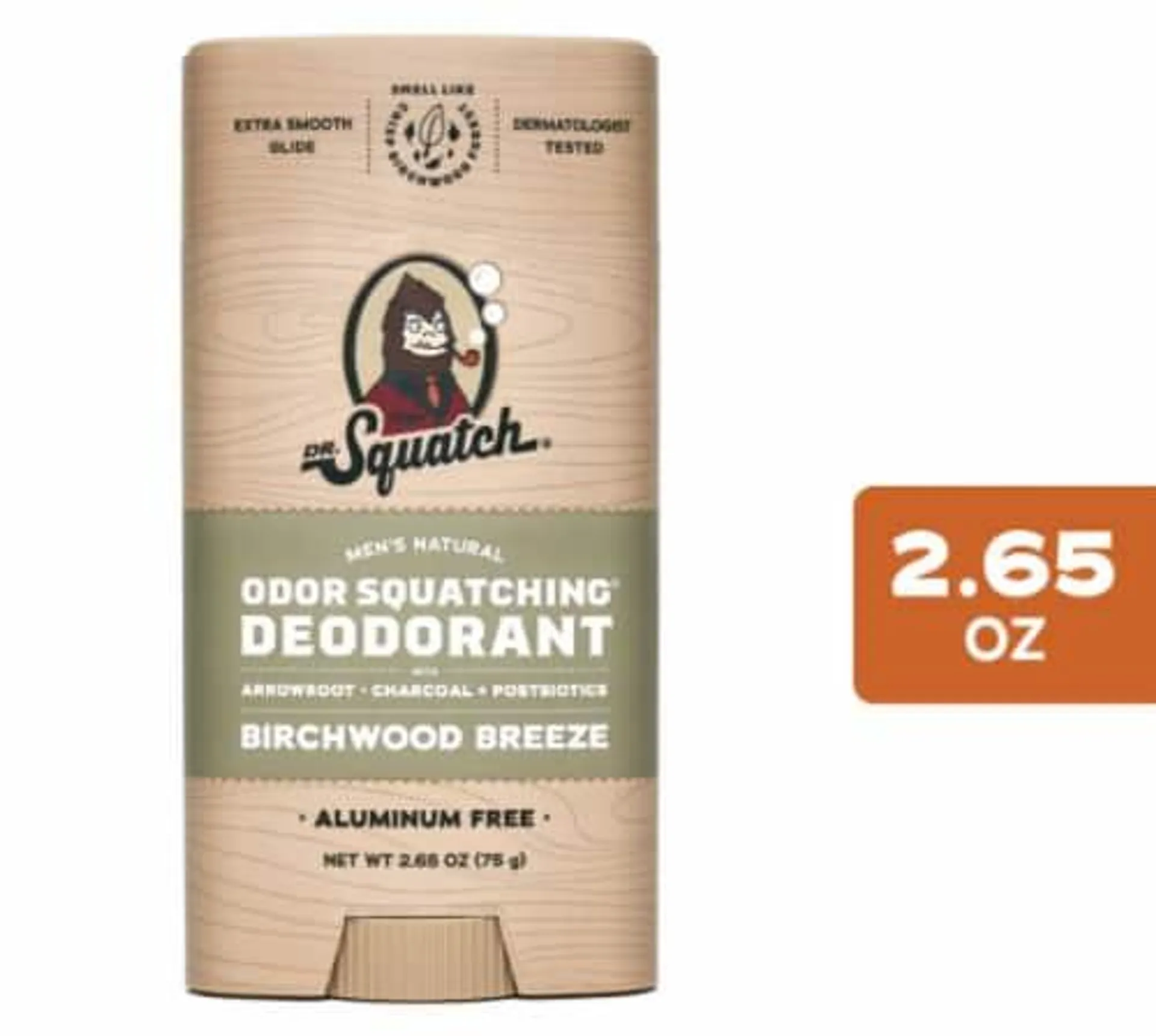 Dr. Squatch® Men's Natural Odor Squatching® Aluminum Free Deodorant Stick Birchwood Breeze