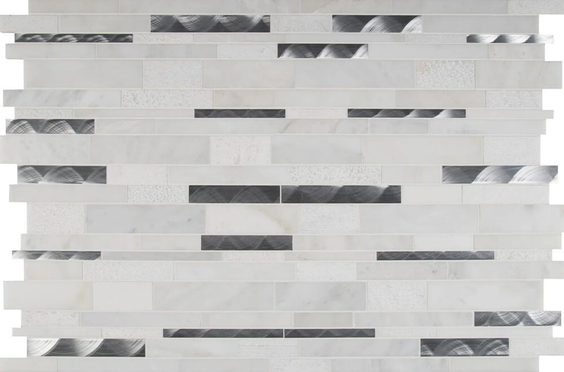 MS International Moderno Blanco 12 x 20 Stone and Metal Mosaic Tile