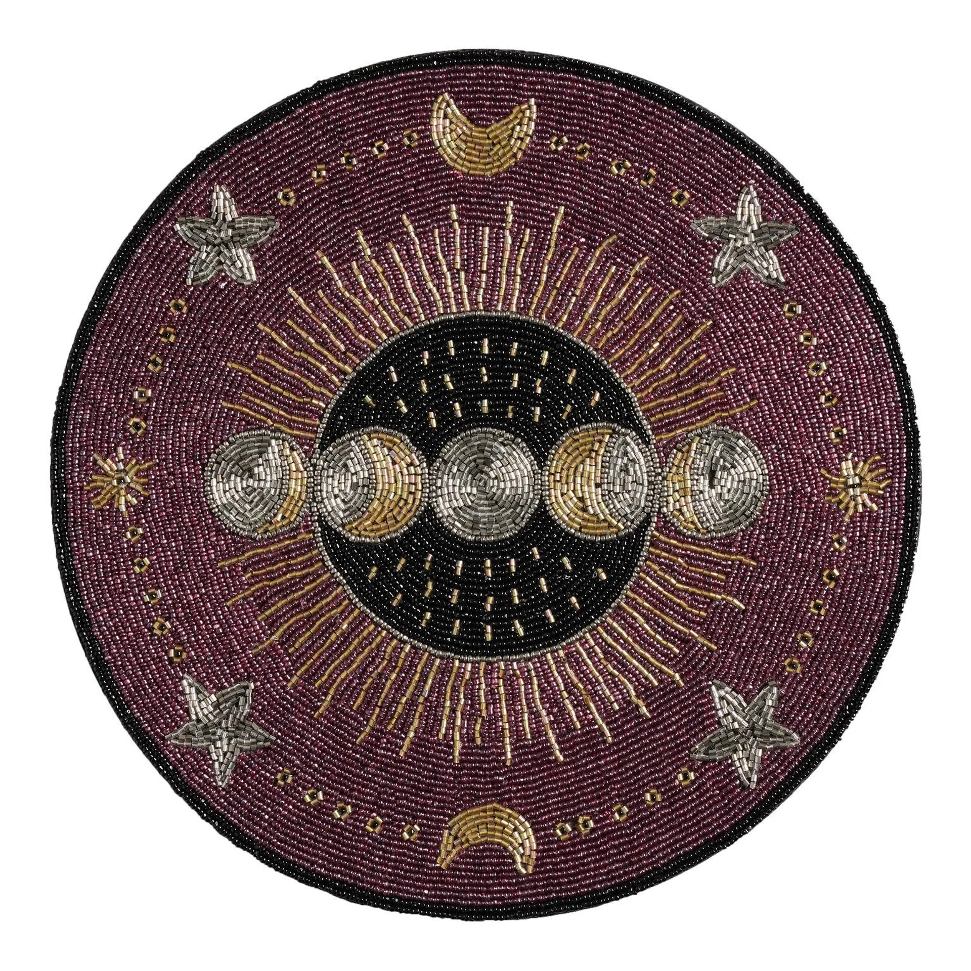 Purple Celestial Moon Phase Beaded Placemat