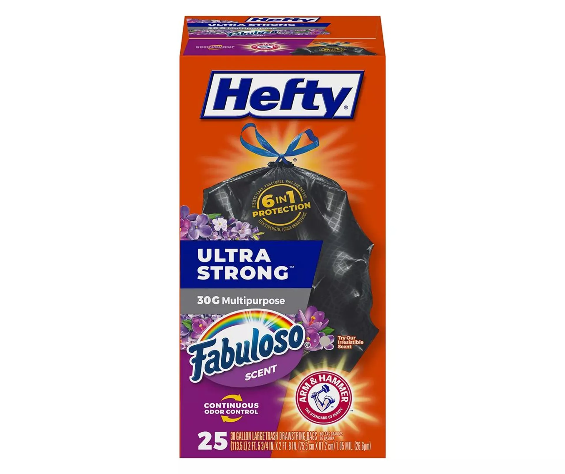 Ultra Strong 30 Gallon Drawstring Fabuloso Scent Multi-Purpose Bags, 25-Count