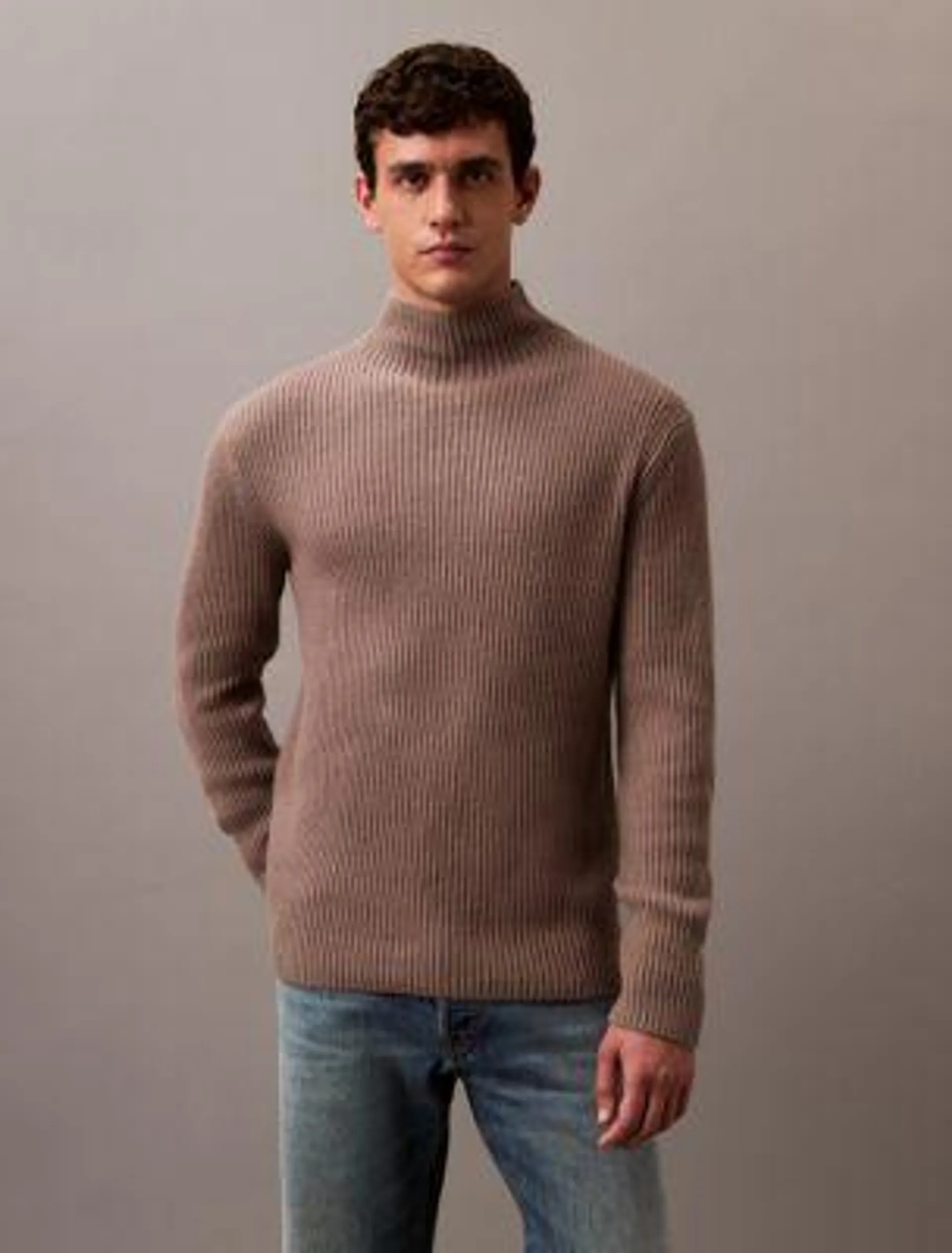 Wool Blend Mock Neck Sweater