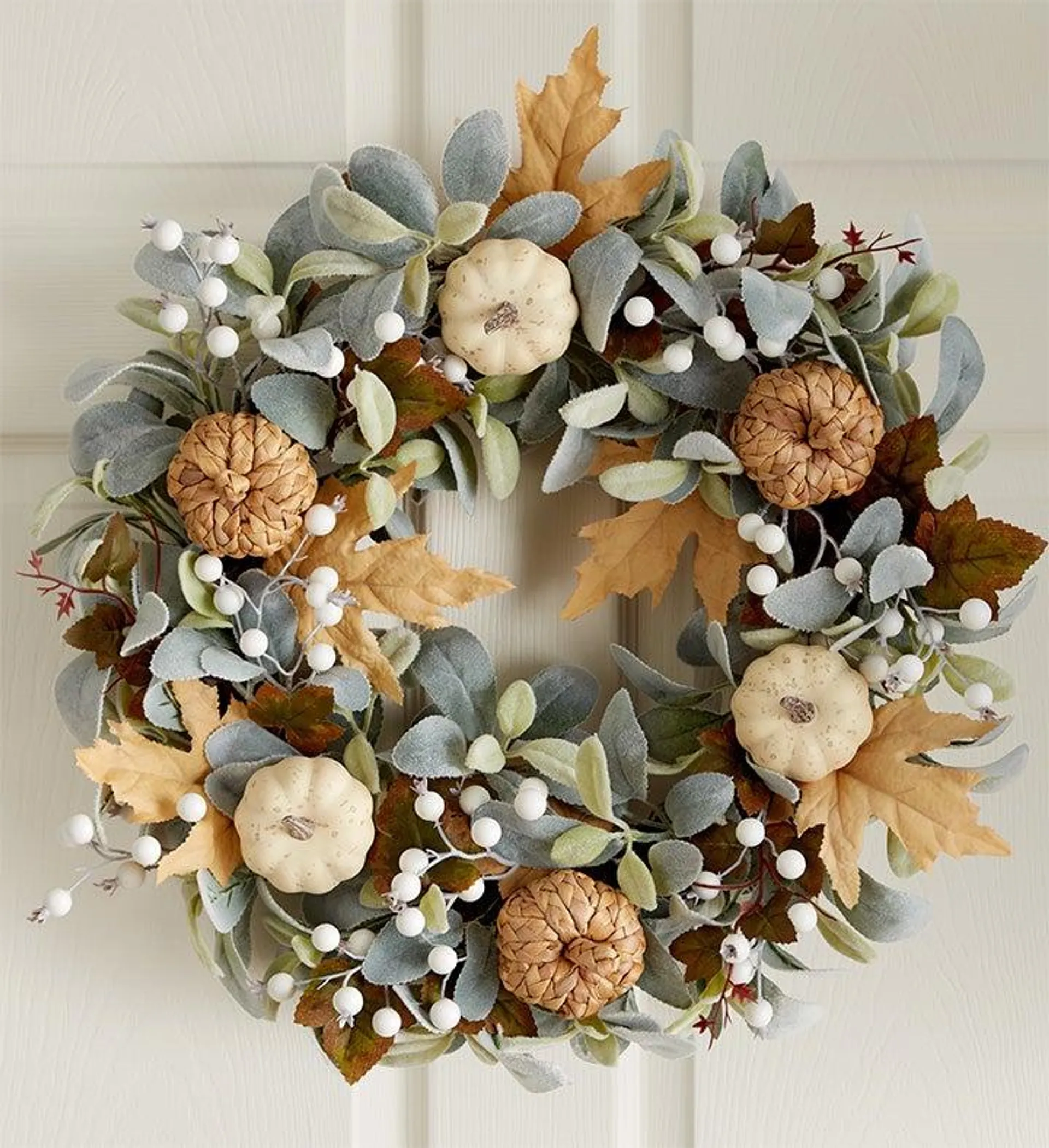 Ivory Pumpkin Autumn Wreath - 22"