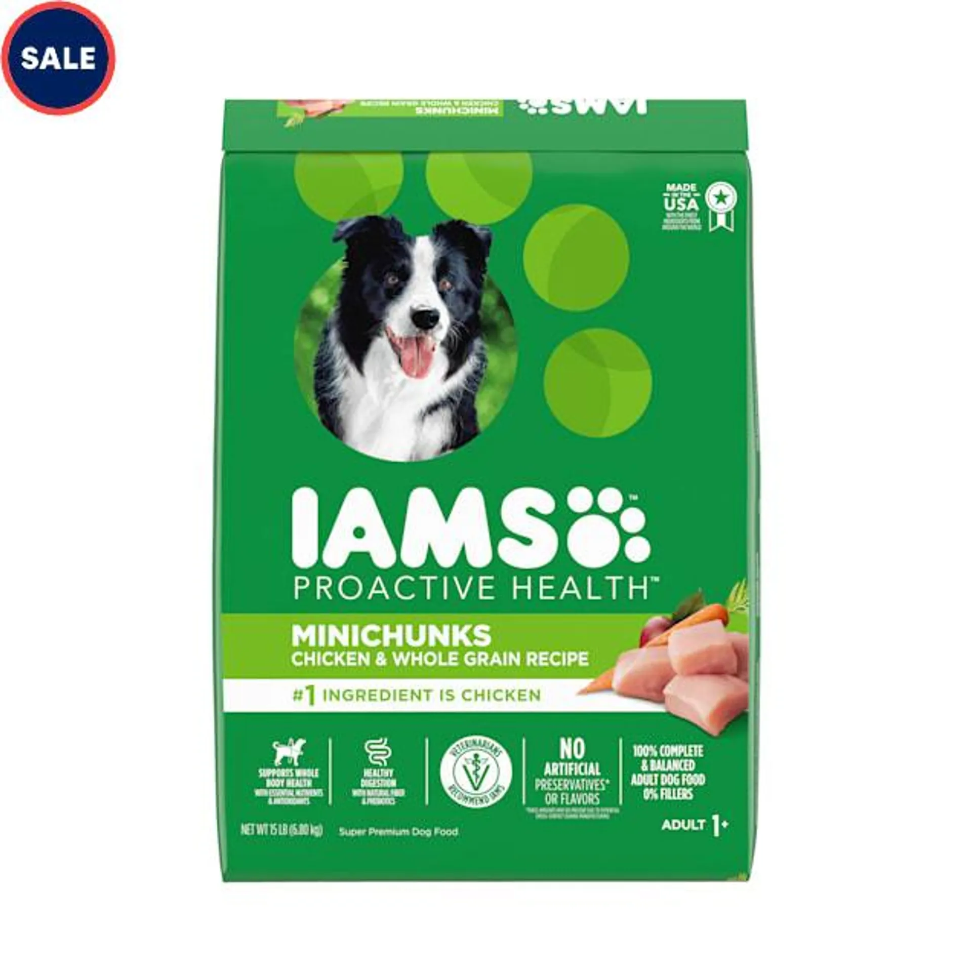 IAMS ProActive Health Small Dog Food Minichunks with Real Chicken and Whole Grains, 15 lbs.