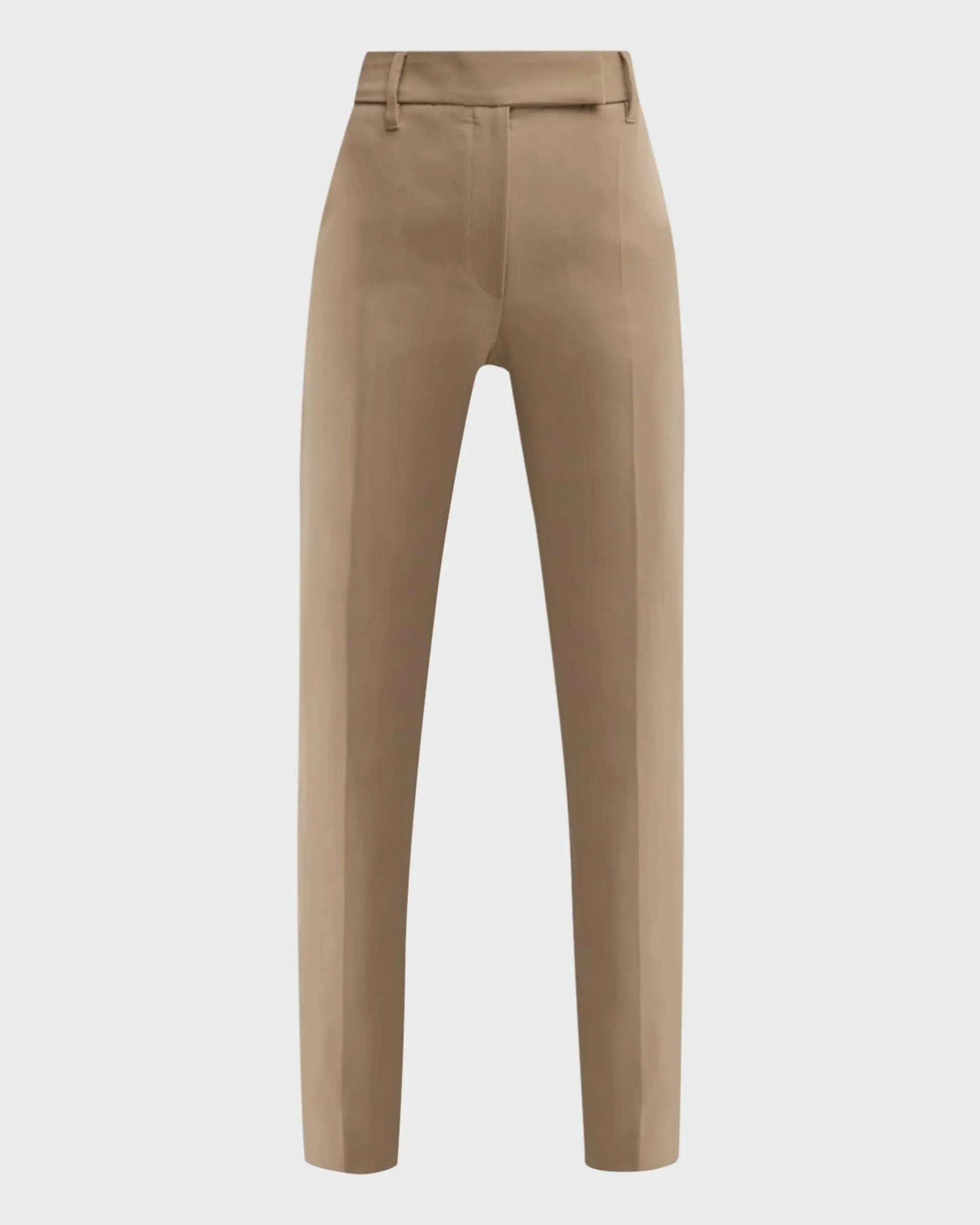 Cotton Crepe Double Twill Straight-Leg Pants