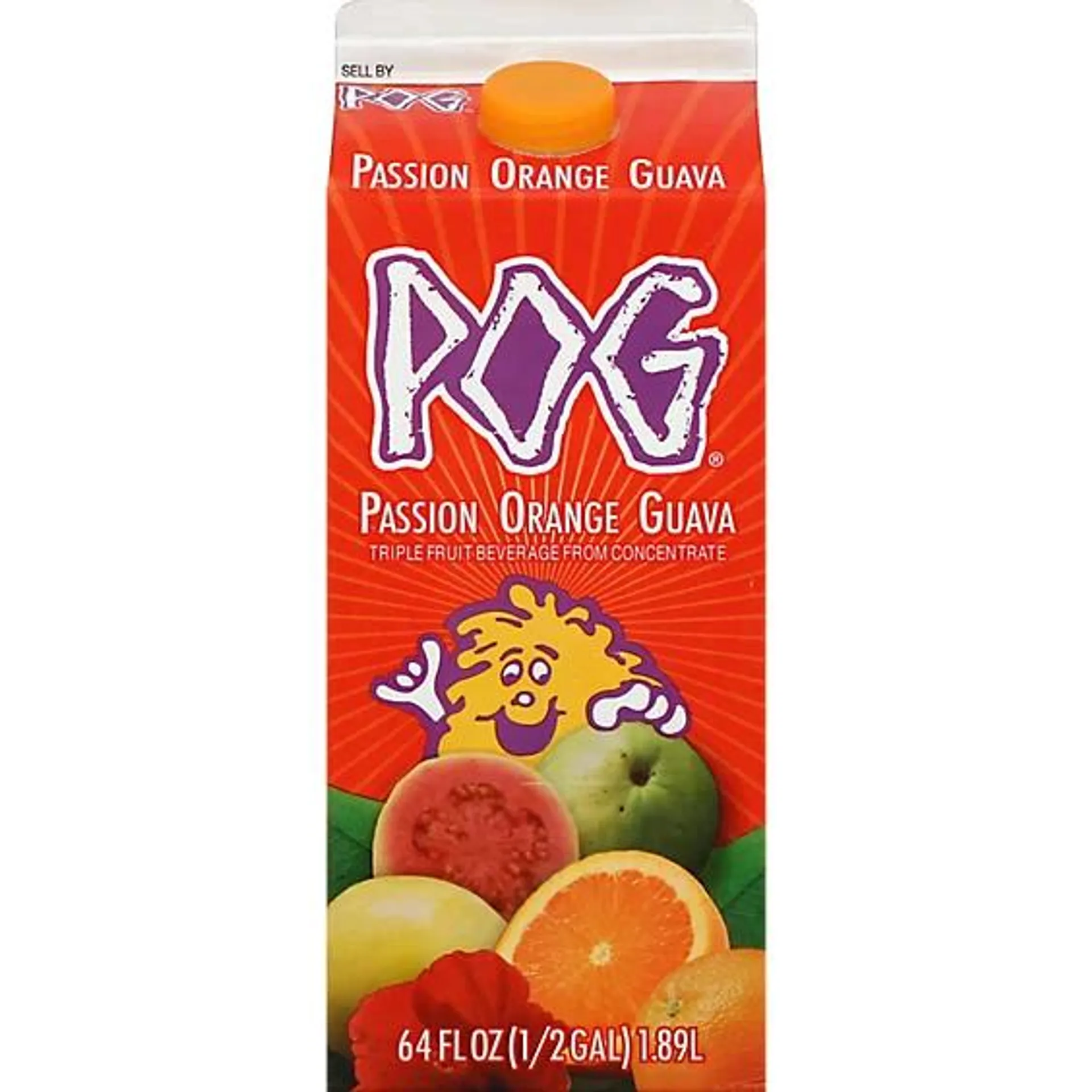 POG Passion Orange Guava Drink From Concentrate Paper Carton Gable Top - 0.5 Gallon