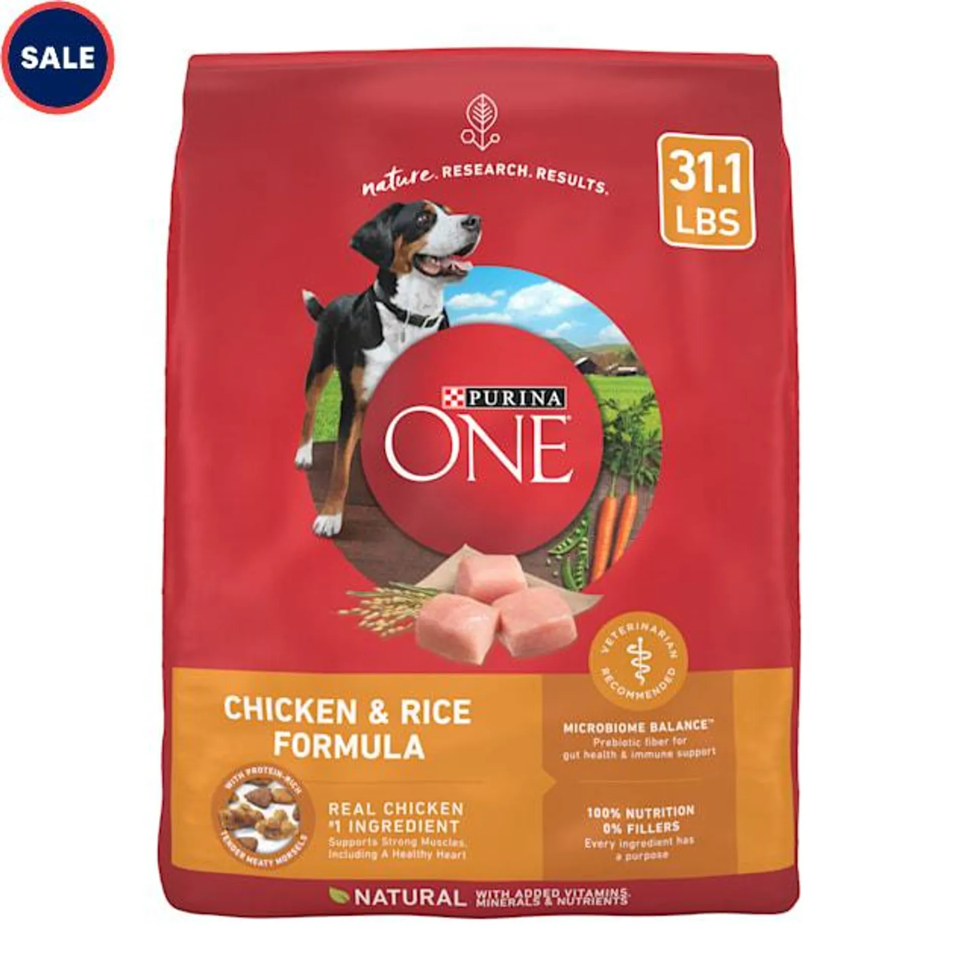 Purina ONE Chicken and Rice Formula Dry Dog Food, 31.1 lbs.