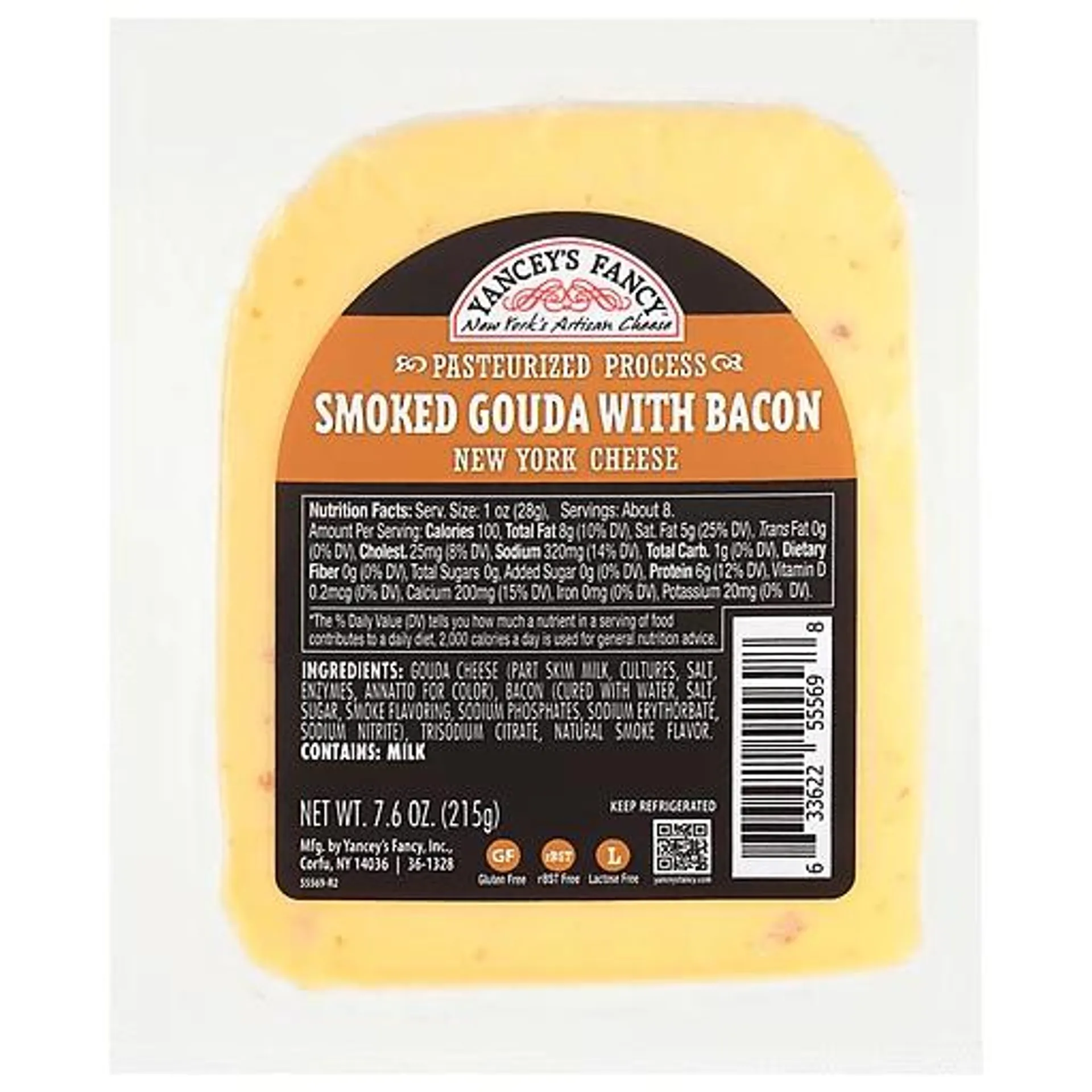 Yancey's Fancy Cheese, Smoked Gouda With Bacon, New York 7.6 oz