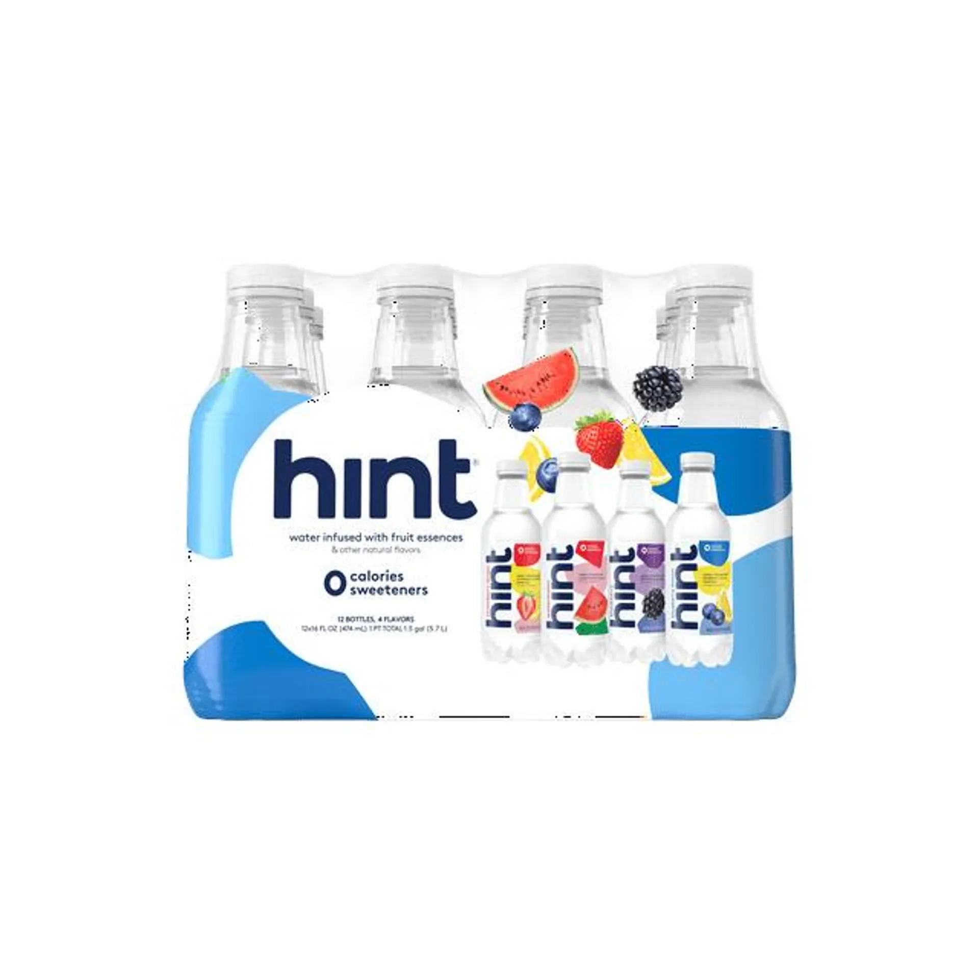 Hint Flavored Water Infused with Fruit Essence White Variety Pack, 4-Flavor, 16 fl oz, 12-Pack